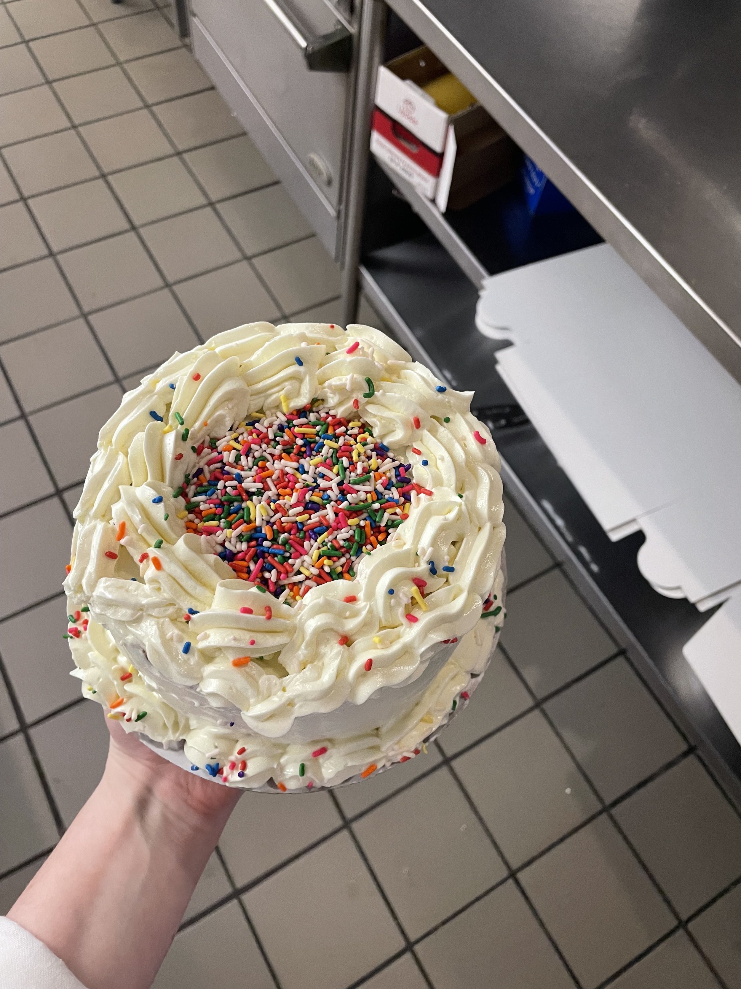 Vanilla Cake with Buttercream and Rainbow Sprinkles