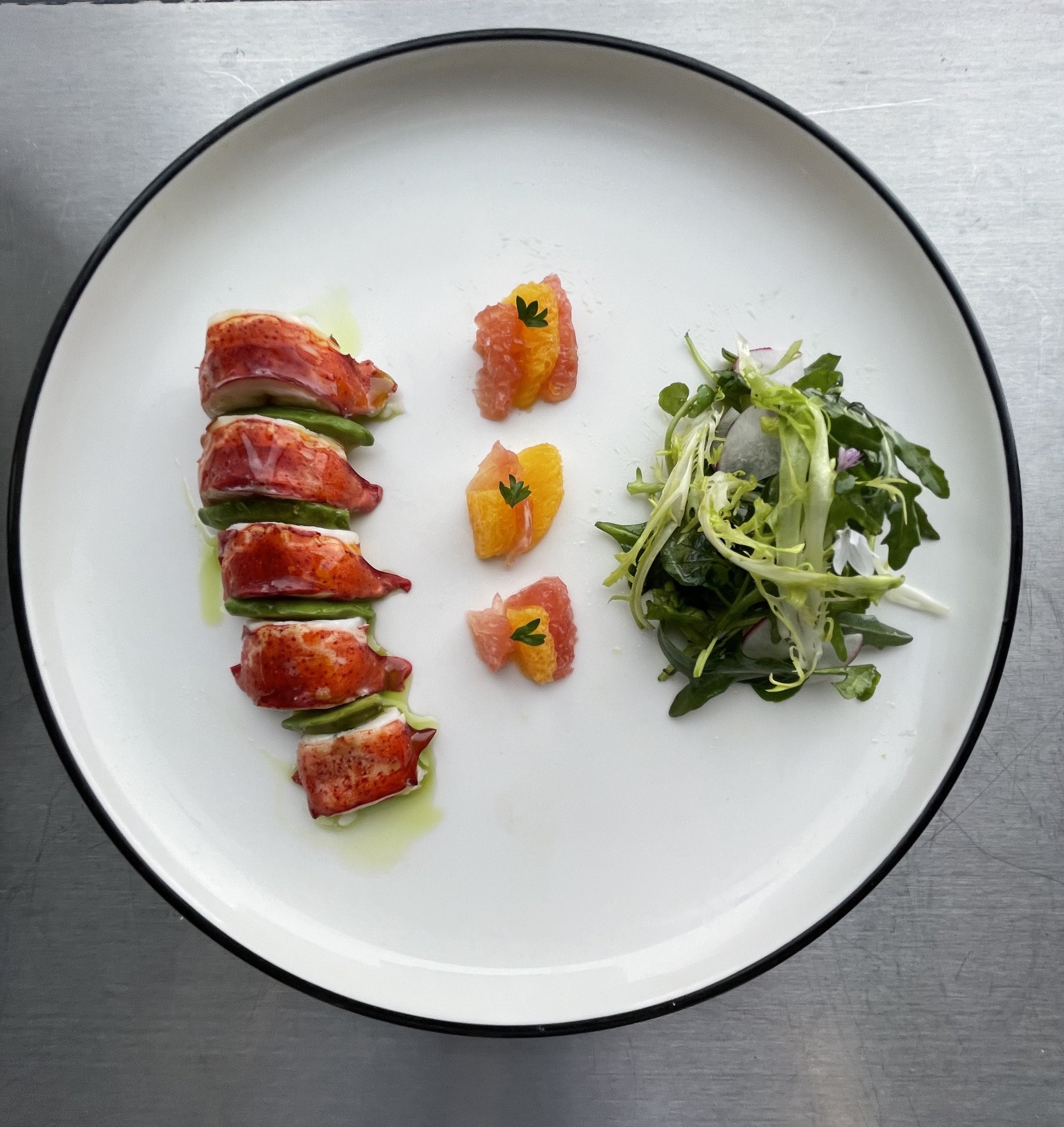 Poached Lobster, Segmented Citrus and Greens Salad