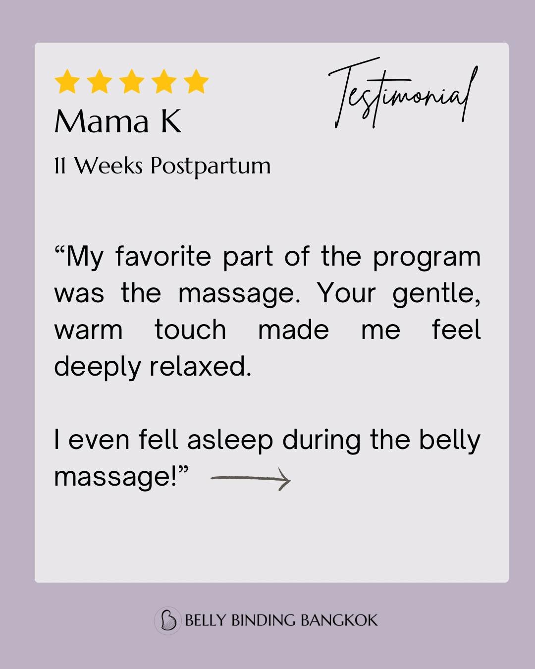 Client testimonial 🤍

This mama completed postpartum belly binding sessions and shared her experience.

Every mother&rsquo;s recovery is different, but gentle support and care can make a meaningful difference during this stage.

Private postpartum s