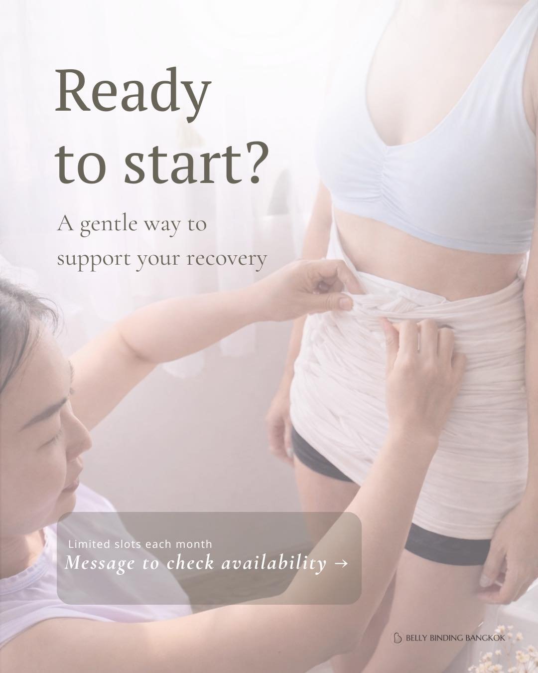 A gentle way to support your recovery 🤍

Limited slots each month
Message me to check availability

#bellybindingbangkok #bellybinding #postpartum #corerecovery #diastasisrecti #bangkokmoms