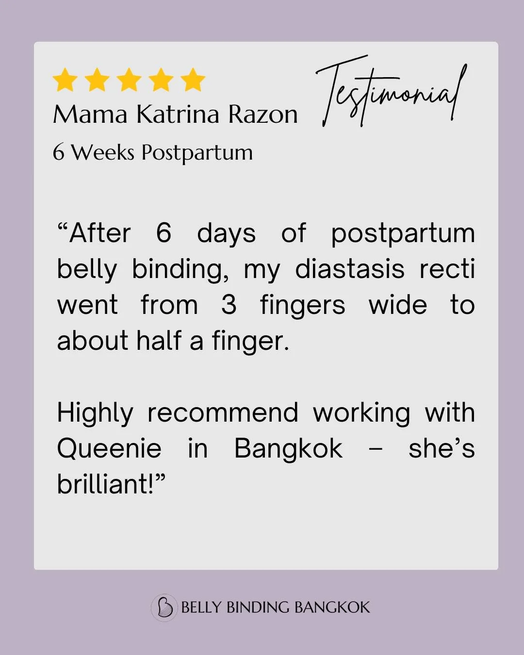 &ldquo;After 6 days&hellip; from 3 fingers to half a finger.&rdquo;

Real results, real recovery &mdash; and every body responds differently.

Through gentle postpartum belly binding &amp; massage, I support your body through every stage of recovery 