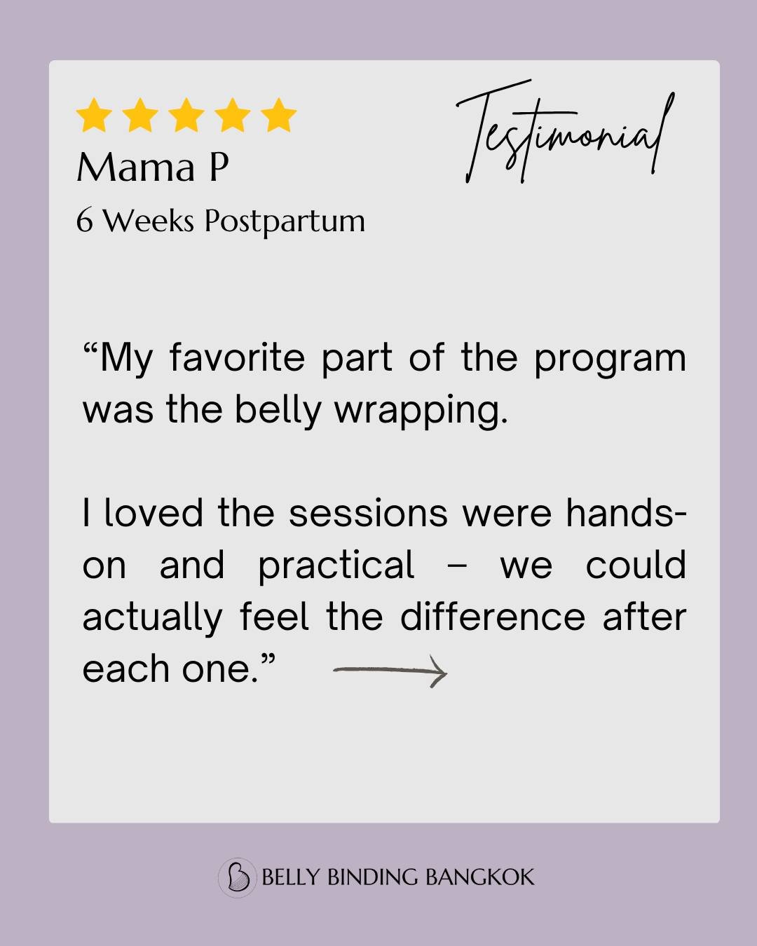 6 weeks postpartum 🤍

&lsquo;My favorite part was the belly wrapping&hellip;
you can really feel the difference after each session.&rsquo;

Real feedback from a mama who experienced the program hands-on.

Less bloating, more support, and a stronger 