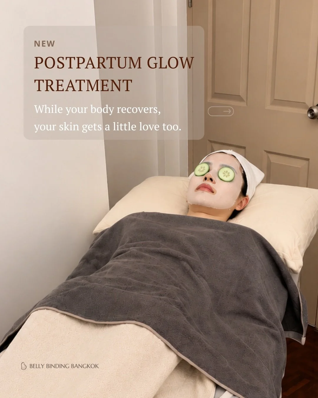 While your body recovers, your skin deserves a little love too. ✨

Introducing the new Postpartum Glow Treatment &mdash; a premium hydrating face mask enjoyed during your belly binding session, with no extra time needed.

A simple moment of self-care