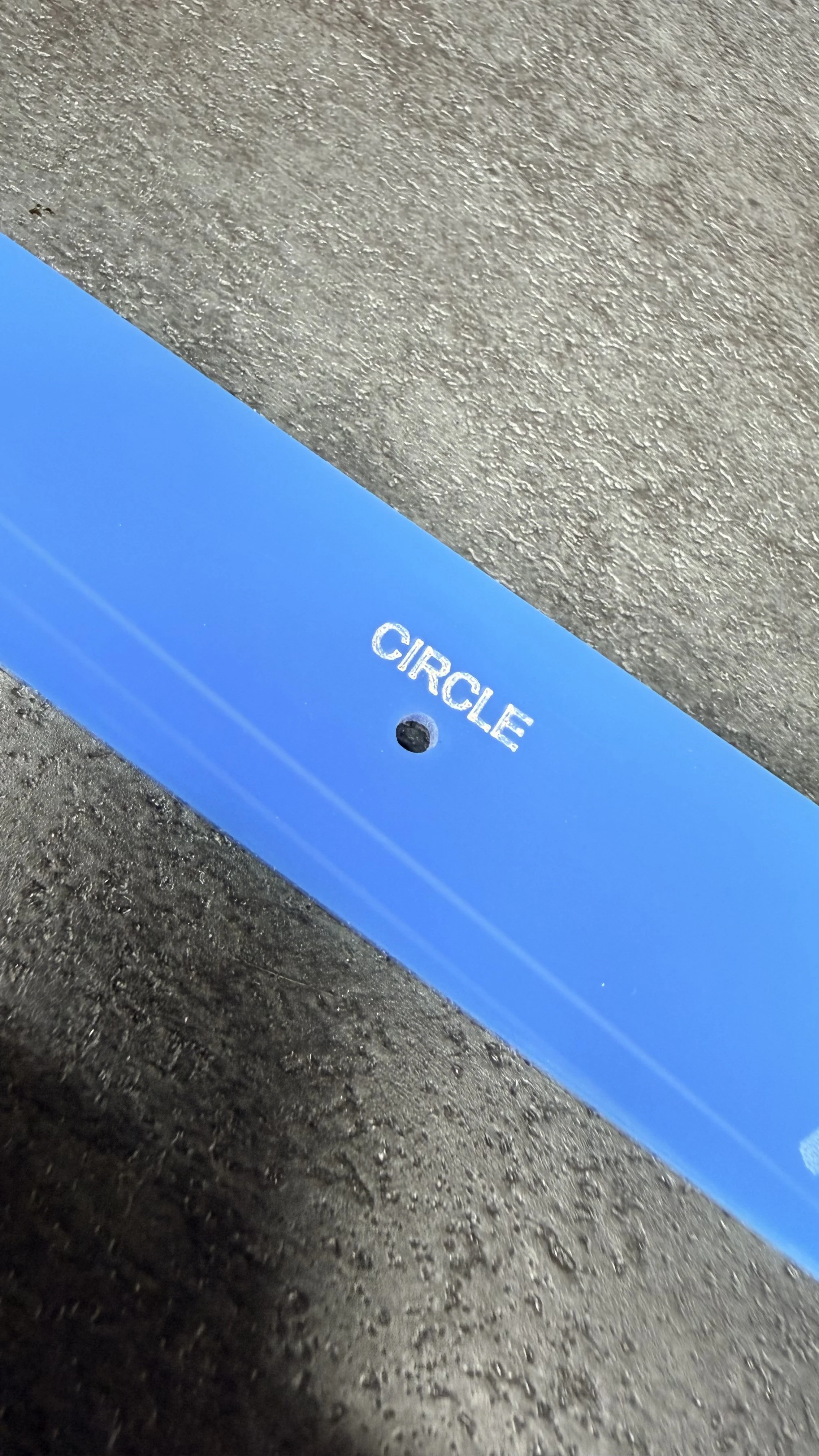 MyScribe Trammel Bar showing the labelled CIRCLE marking hole