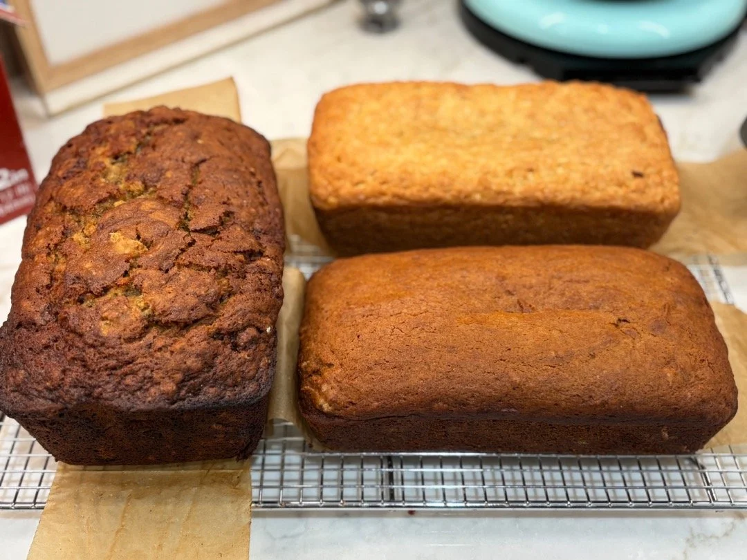 Just loafing around&hellip;

We&rsquo;ll have a loaf of Gluten &amp; Dairy Free Banana Bread
And a loaf of Vegan Pumpkin Bread for sale tomorrow!

The third loaf is the Vegan Lemon Loaf that will be available in slices all weekend. 

See you tomorrow