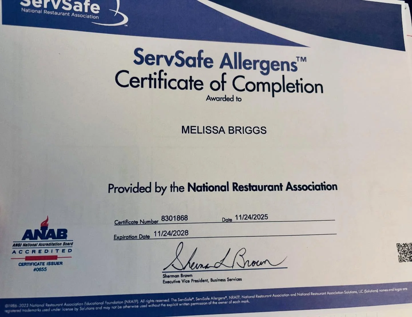 Every step matters, and I&rsquo;m always working to make my baked goods as safe and inclusive as possible.

I&rsquo;m happy to share that I&rsquo;ve completed my ServSafe Allergens certification! 🧑&zwj;🍳✨
This is just one of the many small steps I&