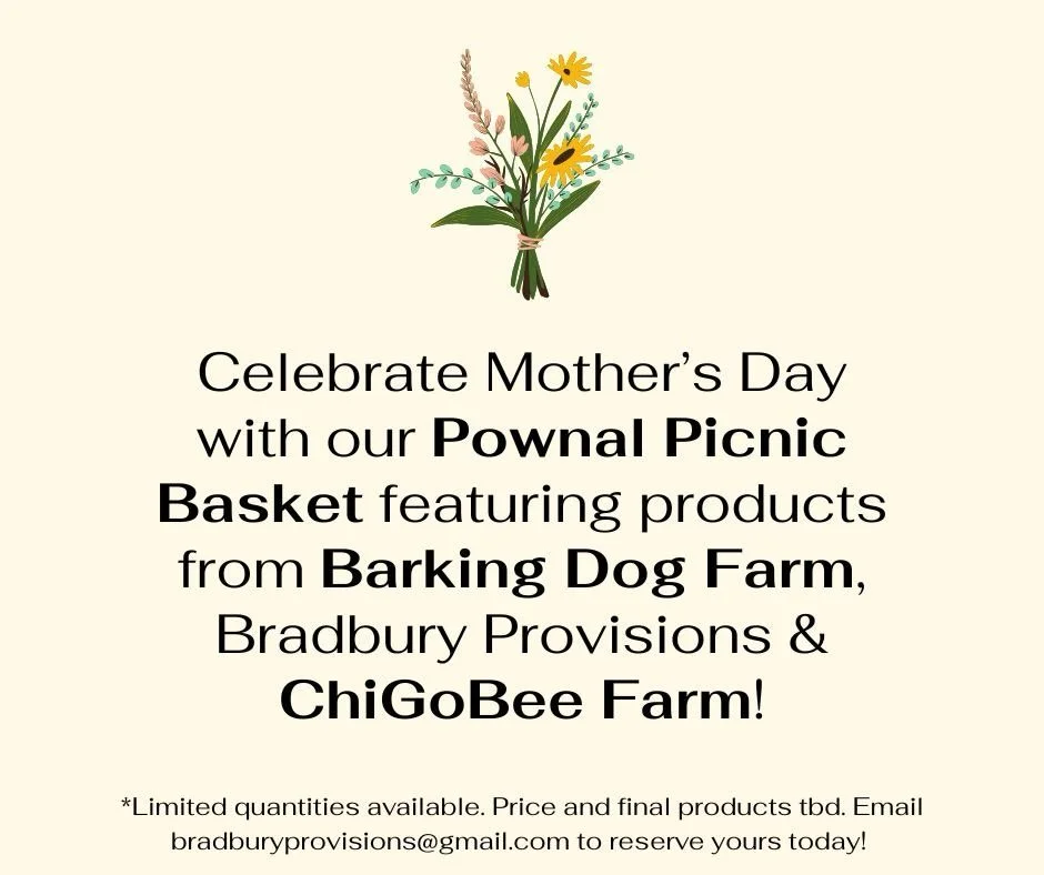 It&rsquo;s the collaboration you don&rsquo;t know you needed. We&rsquo;ve teamed up with @barkingdogfarmmaine and @chigobeefarm to create the Pownal Picnic Basket for Mother&rsquo;s Day. 🌻

We&rsquo;re still working out some details but how does a B