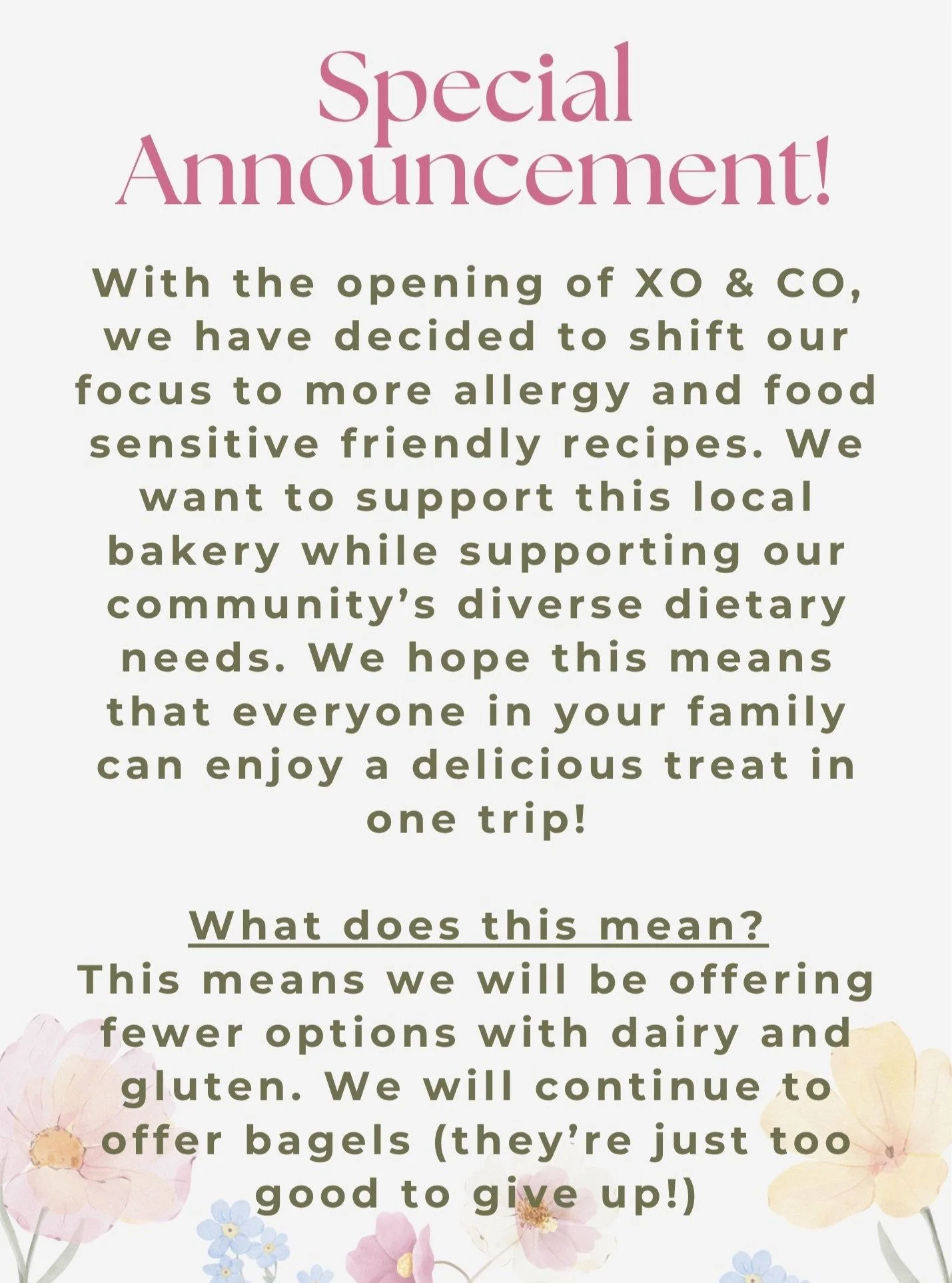 Hey everyone! I'm back from the dead (resting) with a special announcement! 

We'll be offering MORE Gluten-Free* and Vegan options moving forward!

As part of an effort to lessen my workload and support the wonderful new bakery in town (seriously, h