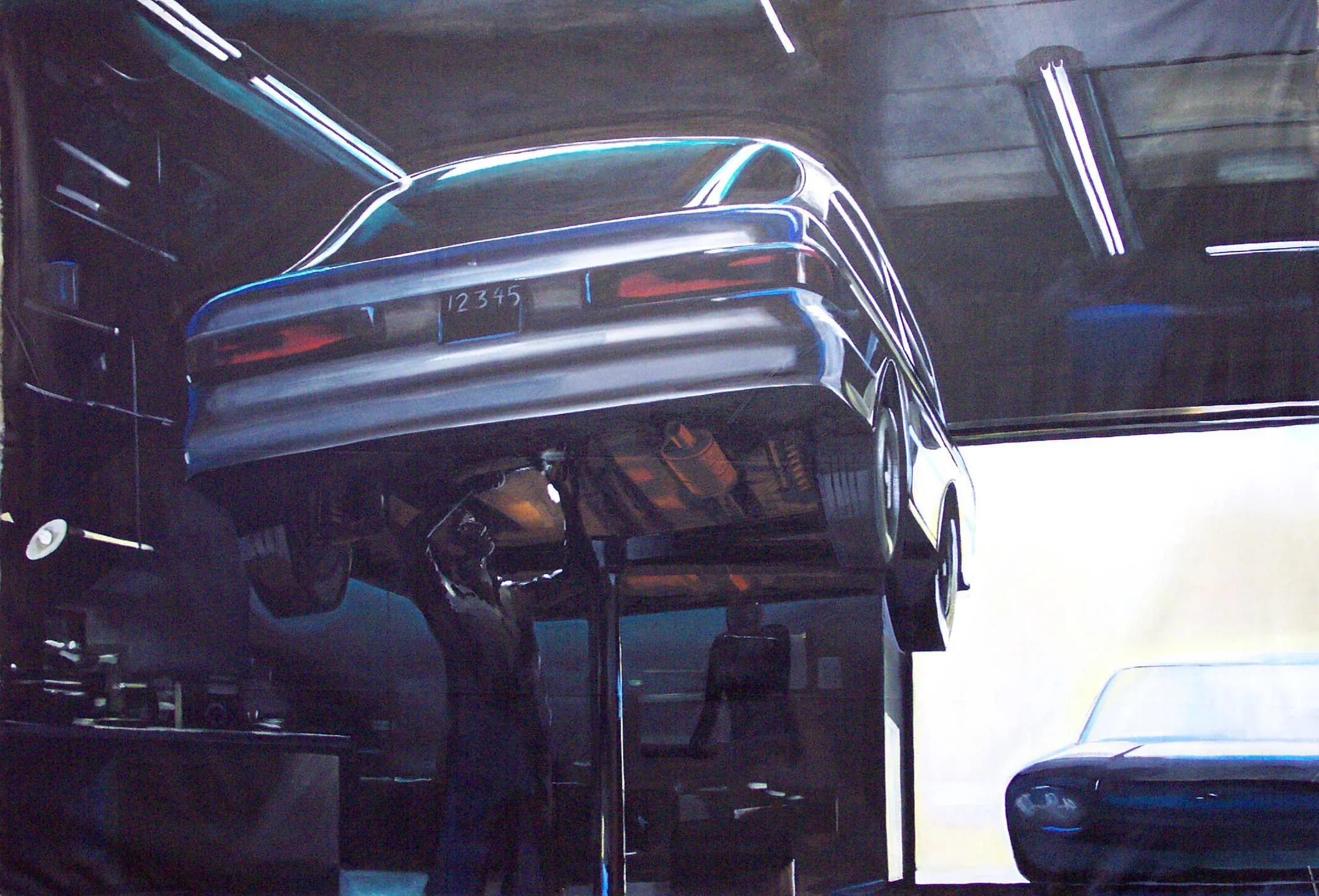 Garage, 2001. Acrylic on canvas, 144 in x 96 in