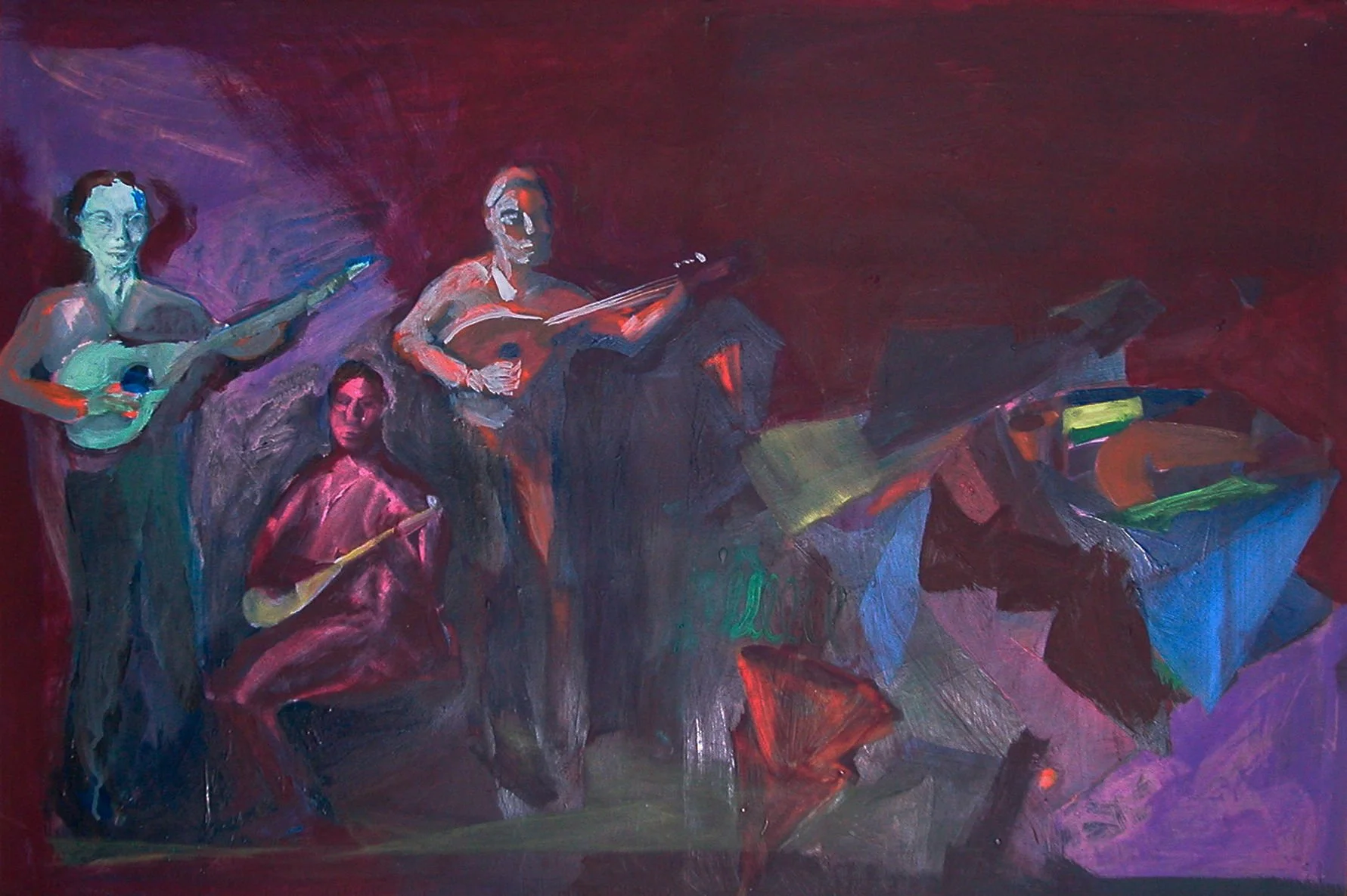 Musicians, 1993, Acrylic on paper, 33 x 22 in.