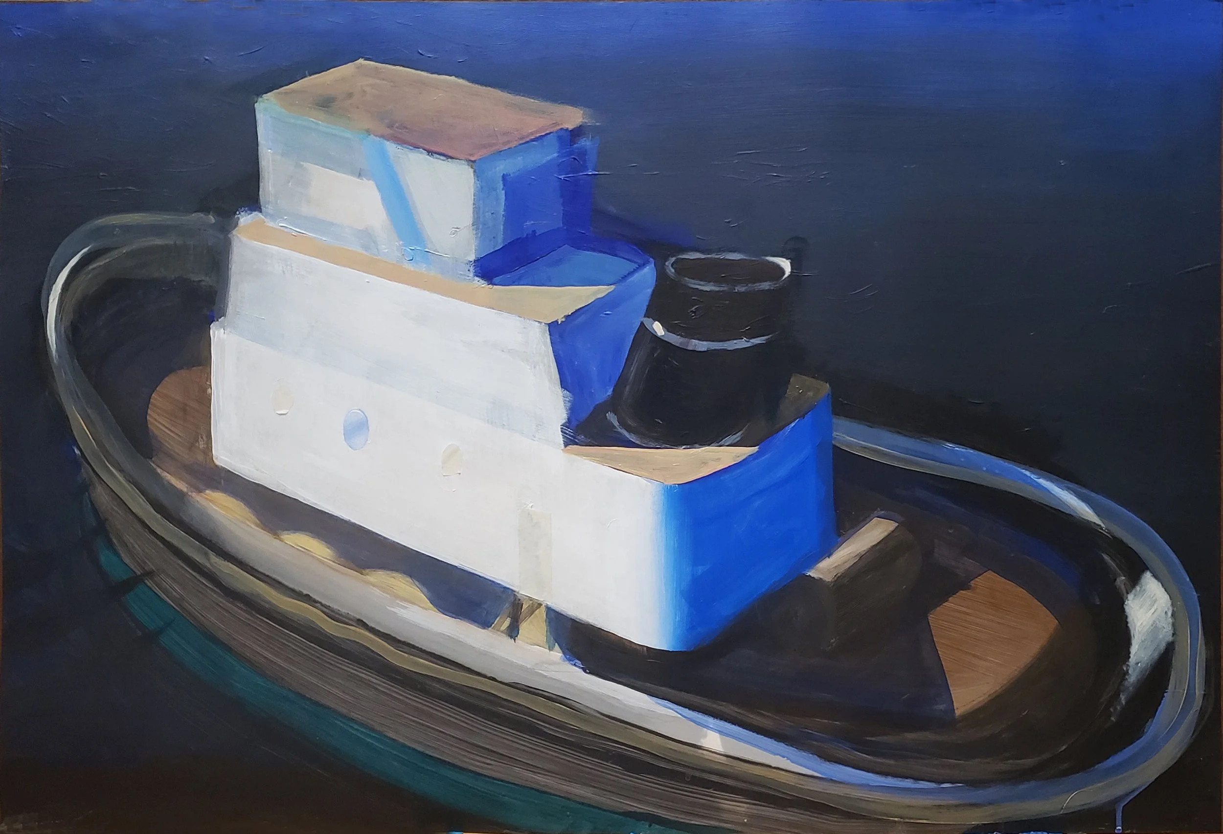 Tugboat, 2021. Acrylic on masonite, 36 x 24 in.