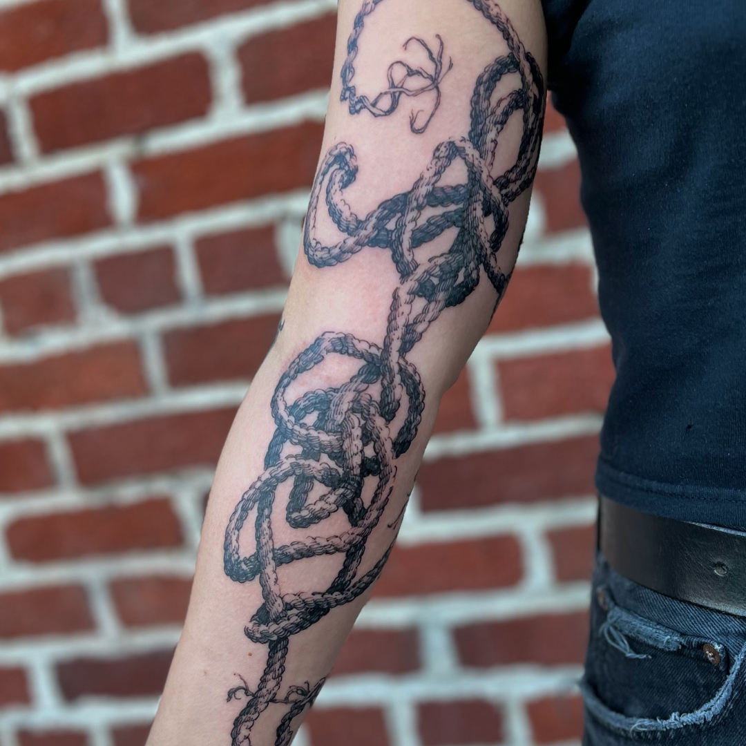 freehand rope tattoo, half sleeve