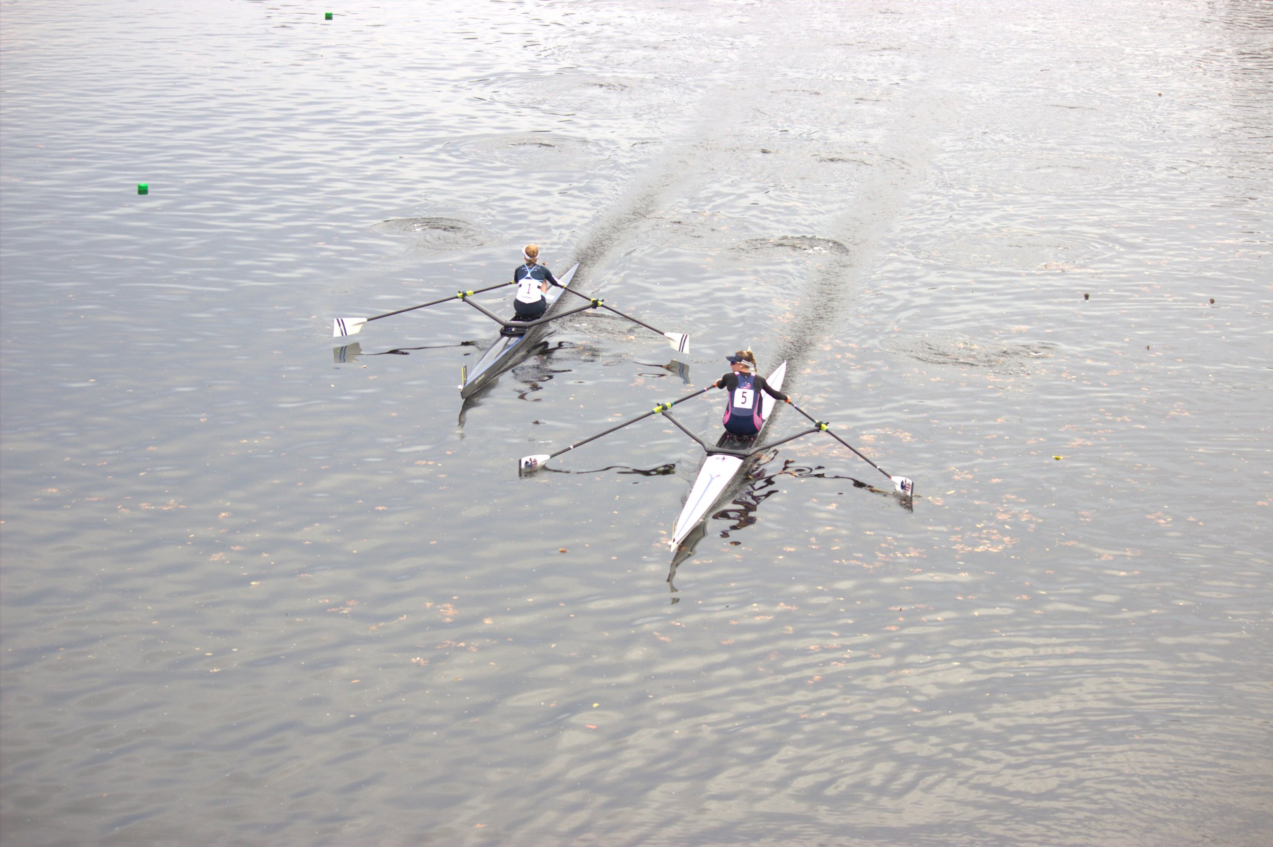 Pair of singles partaking in some 'aggressive racing'.