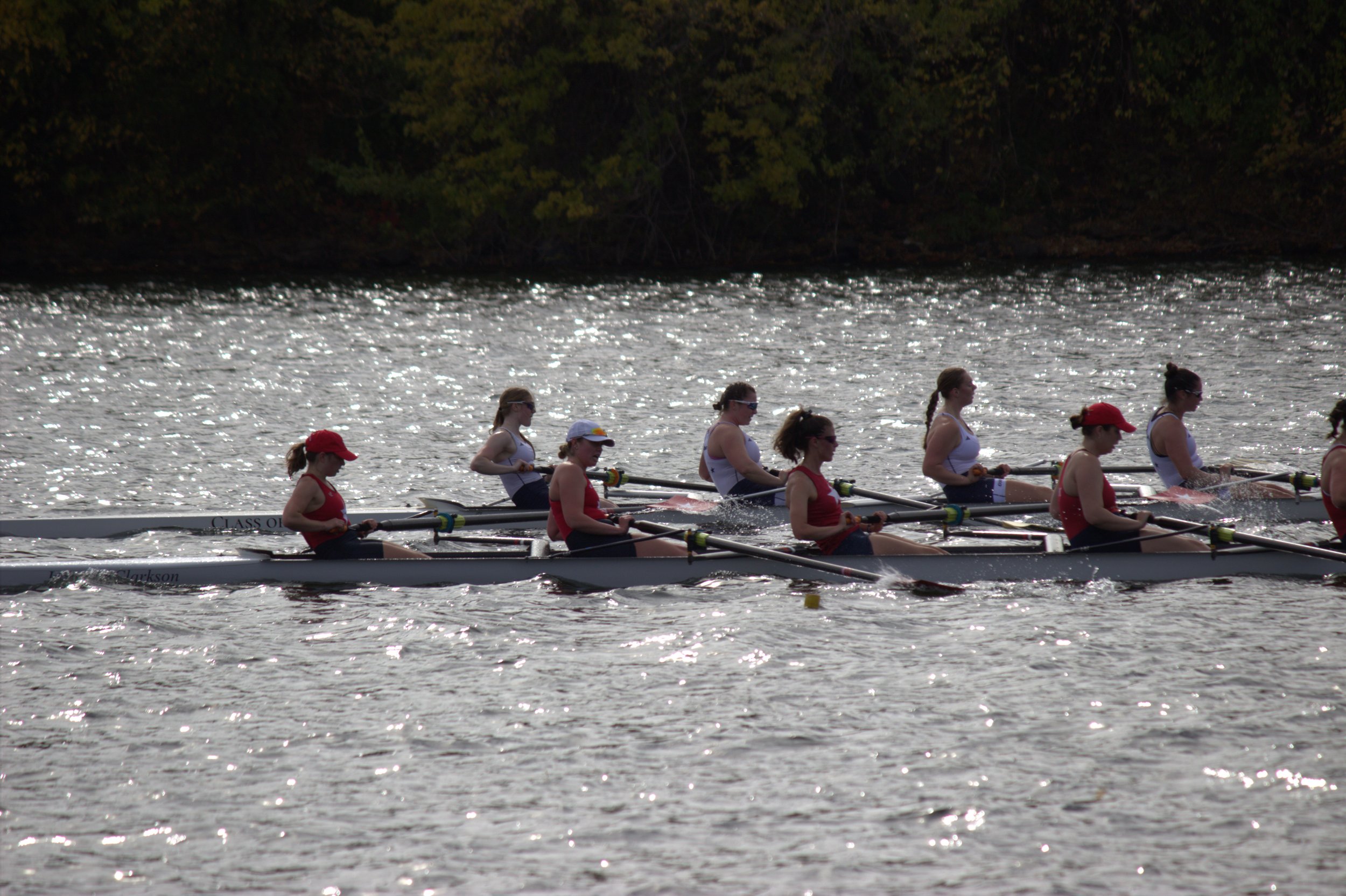 PBC Women's Sweep 8+ racing at Head of the Schuylkill Regatta.