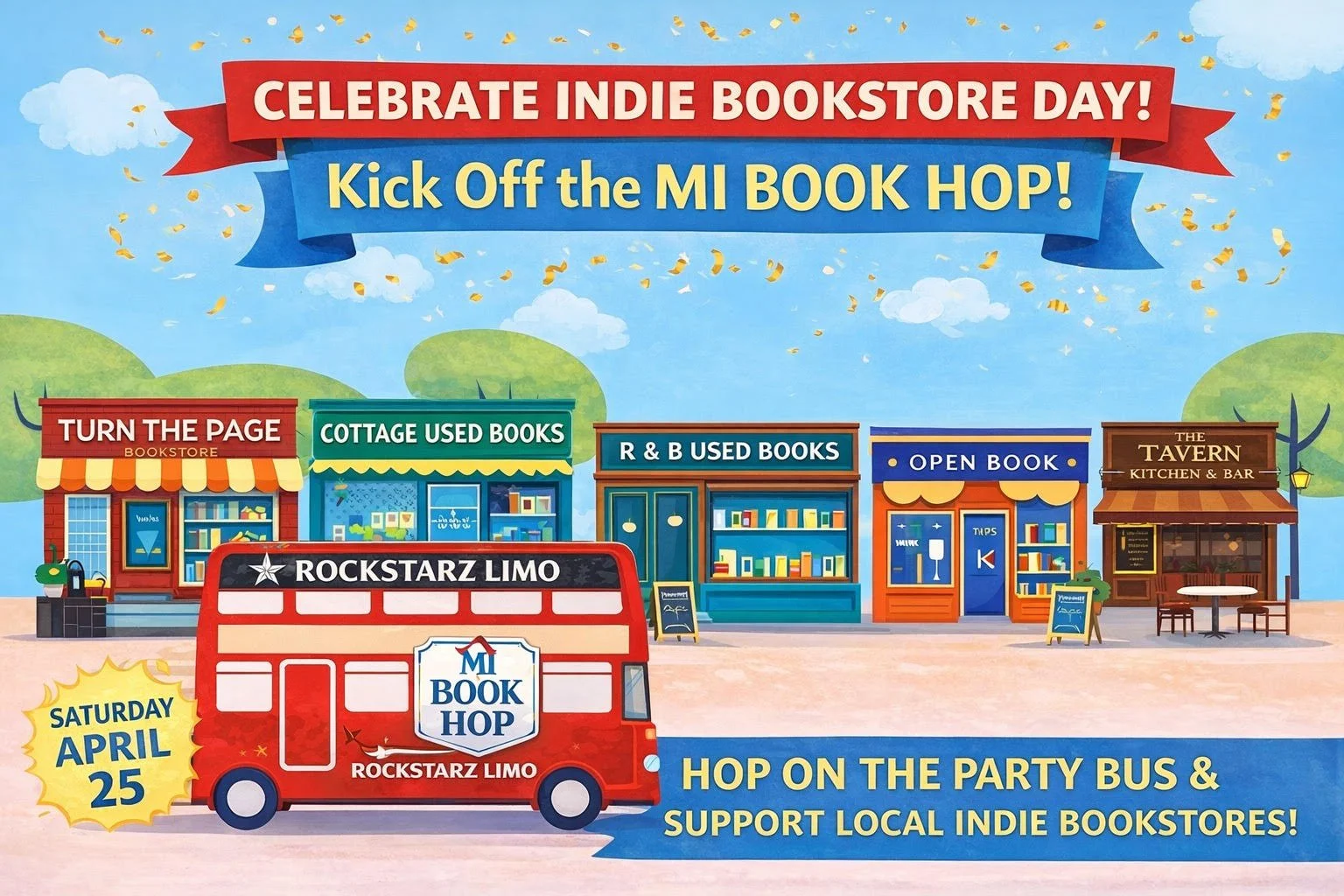 Indie Bookstore Day Party Bus Experience