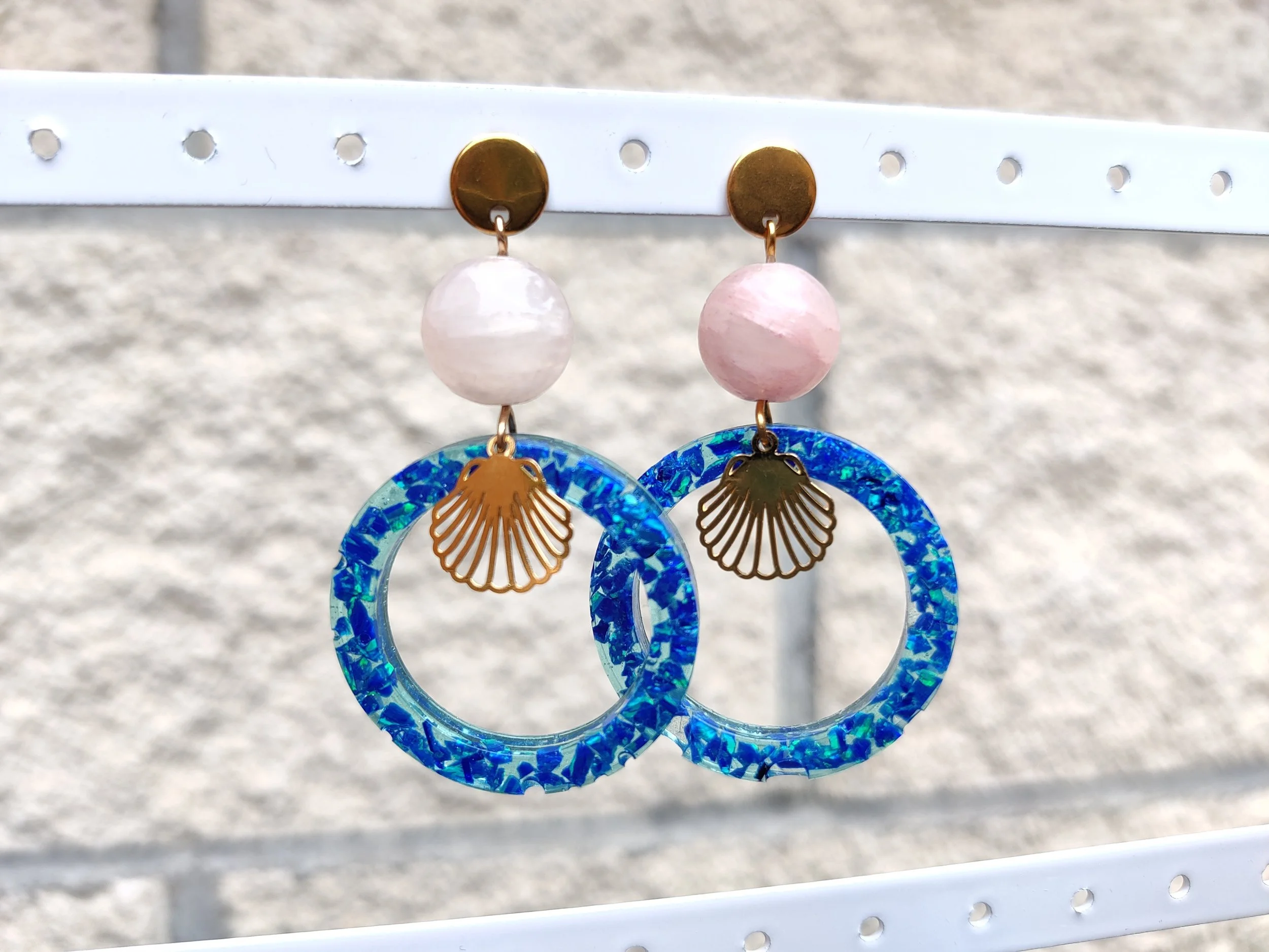 Art Deco–Inspired Blue Opal Hoop Earrings with Shell Detail_4.jpg