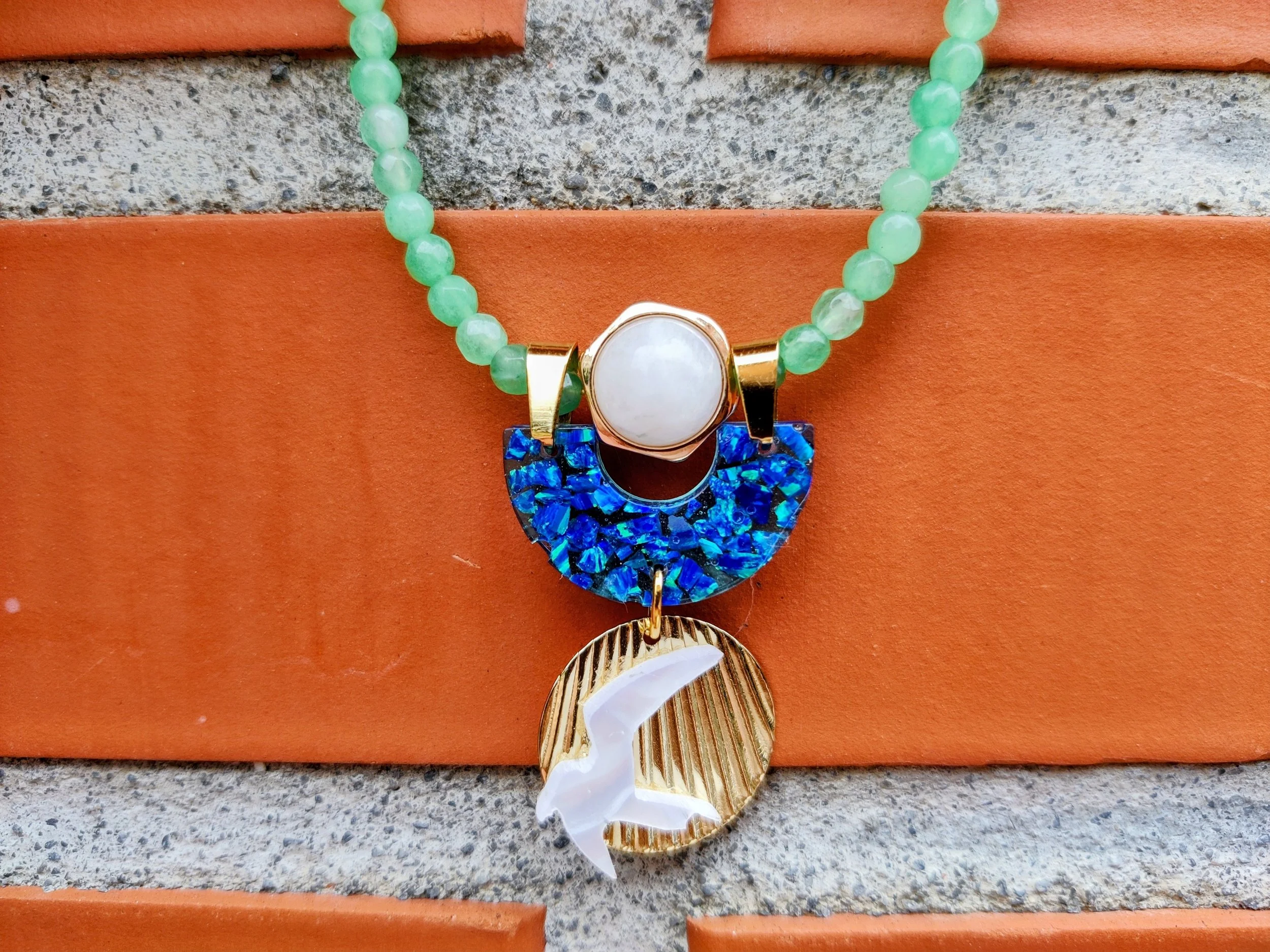 Boho Bird Pendant Necklace with Blue Opal Accent.jpeg