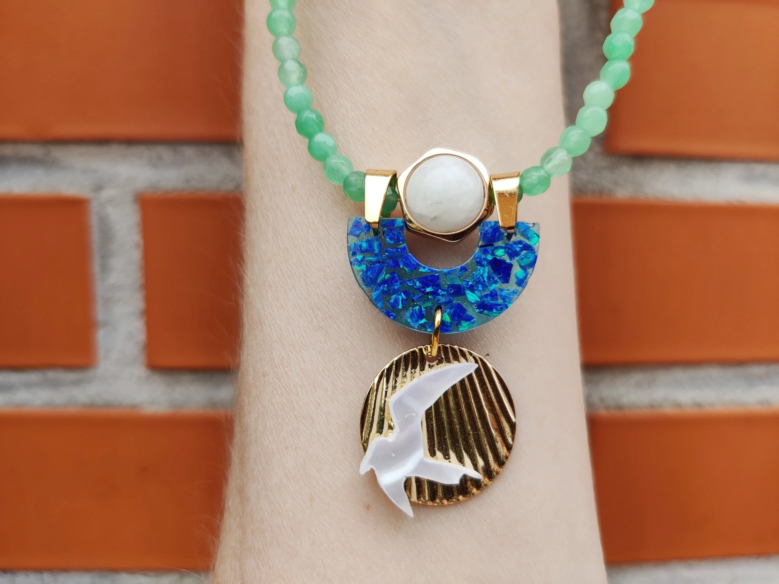 Boho Bird Pendant Necklace with Blue Opal Accent_2.jpeg