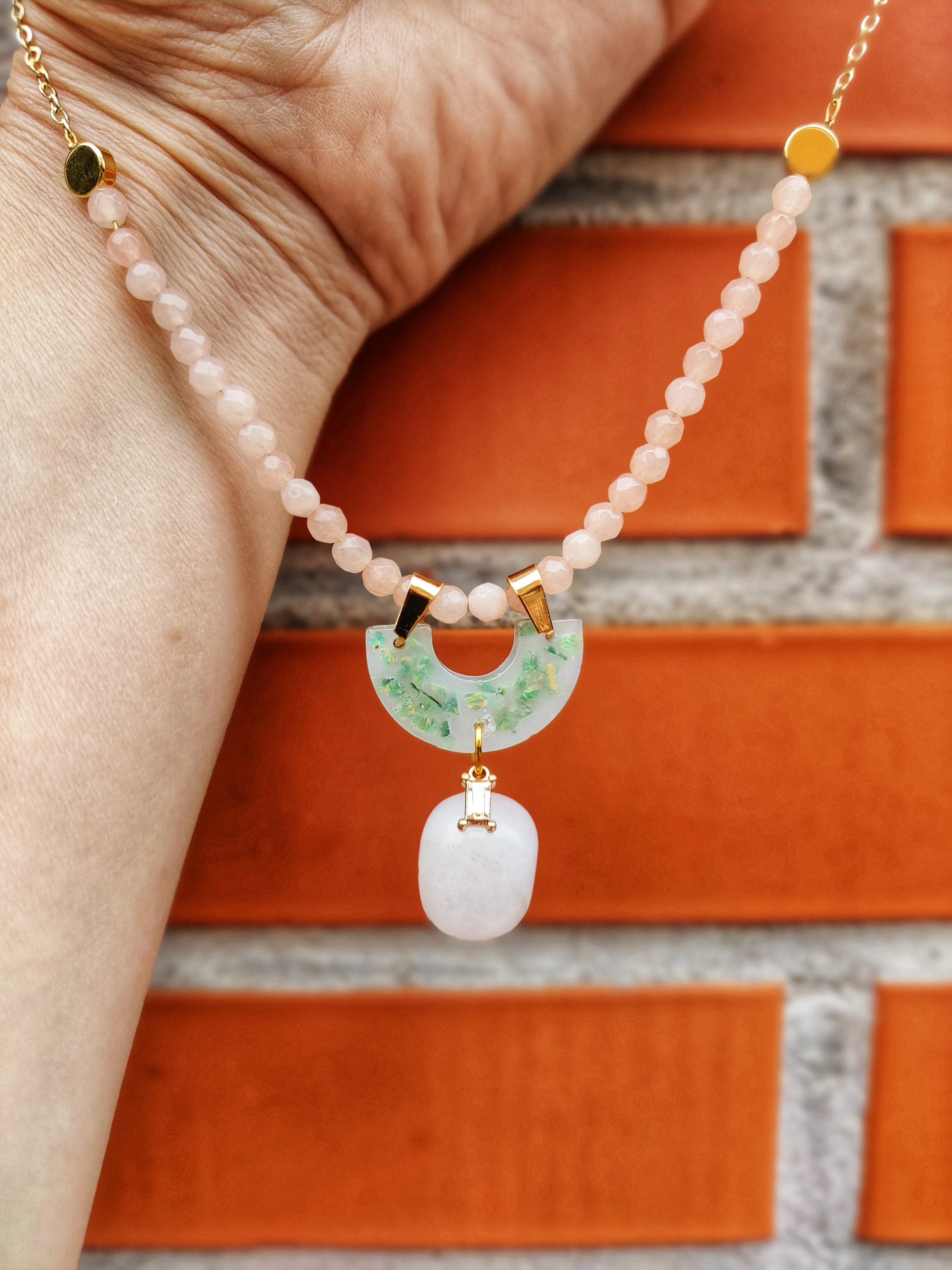 Green Opal rose white dreamy necklace_3.jpeg