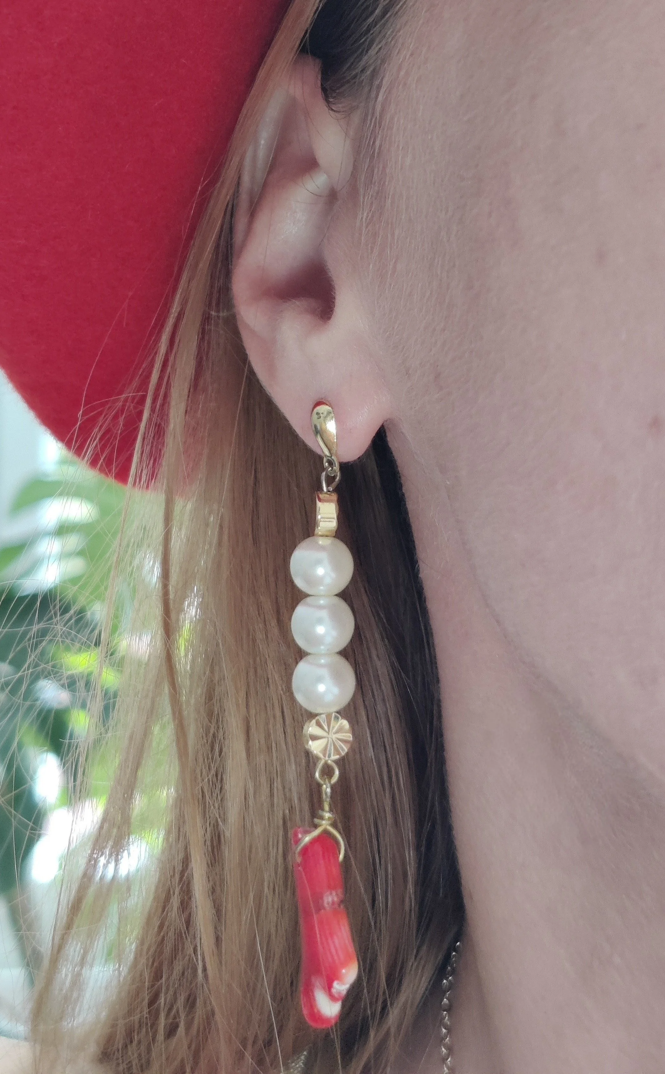 Coral Star Earring on person_2.jpg
