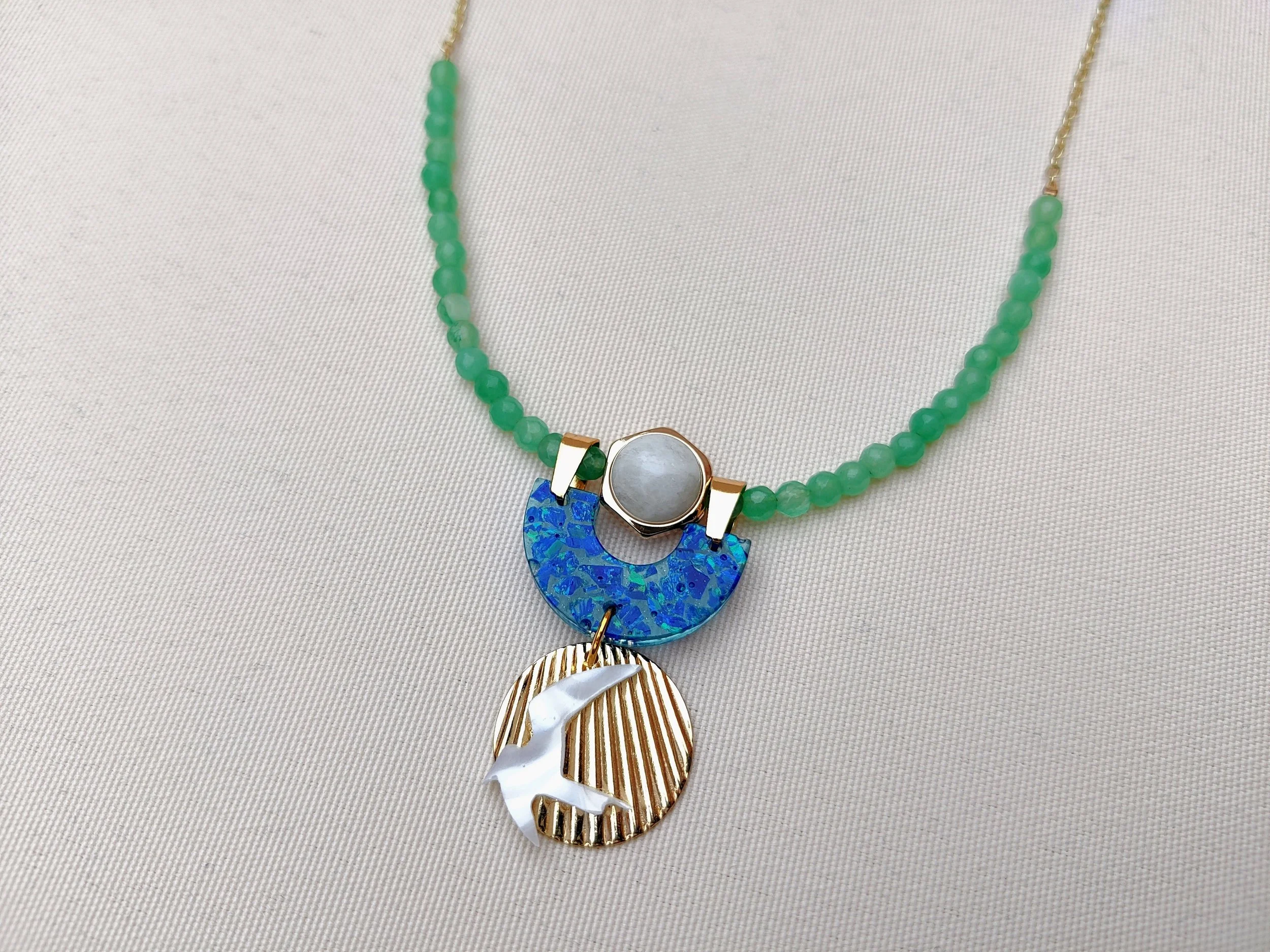 Boho Bird Pendant Necklace with Blue Opal Accent_3.jpg