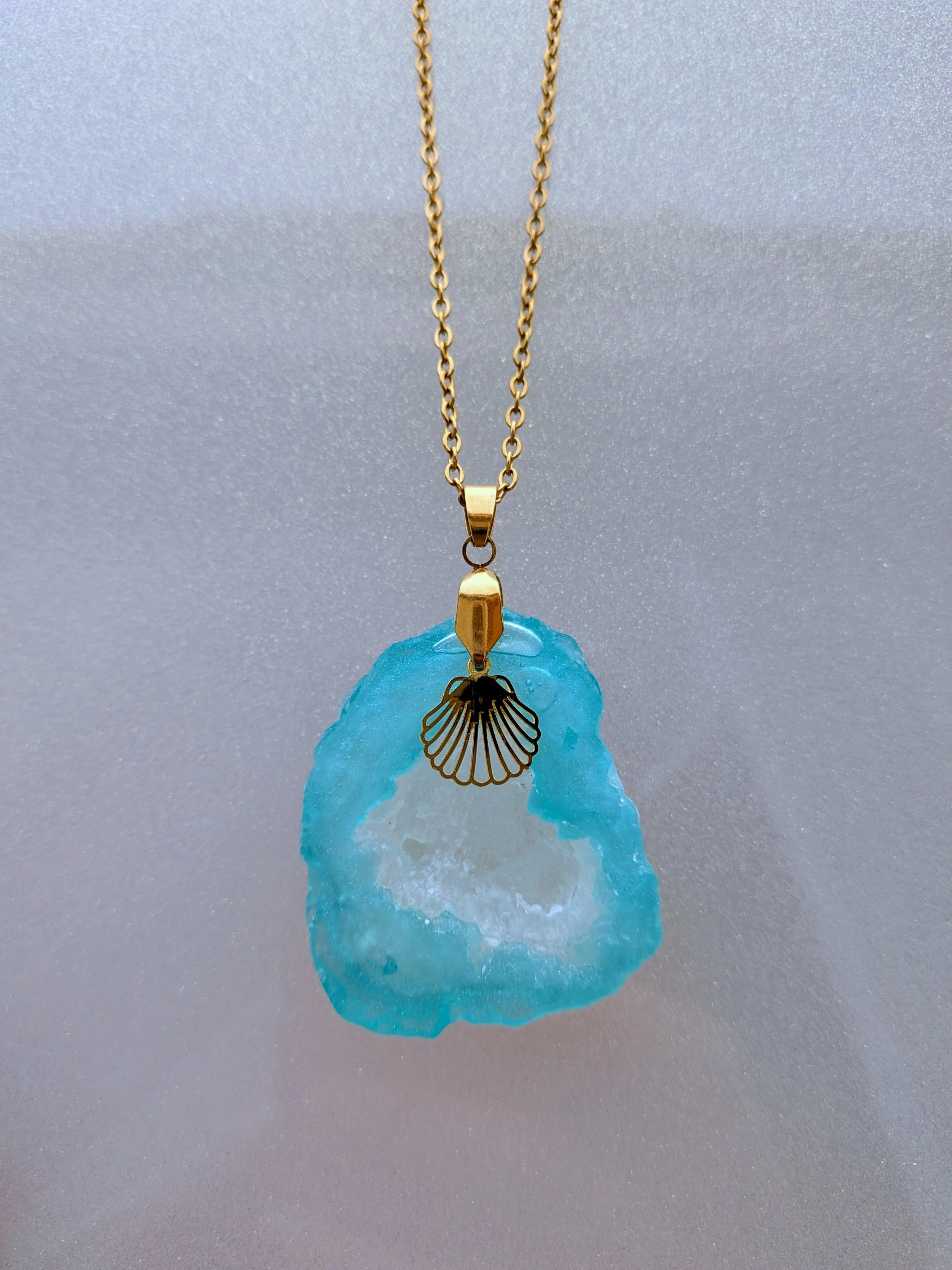 Maritime Resin Rock Pendant Necklace with Sea Glass_2.jpg