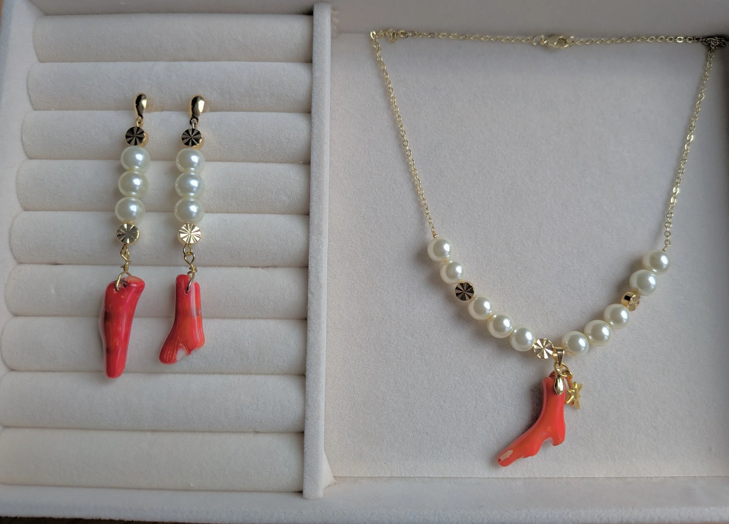 Coral Star Earrings and Necklace_4.jpg