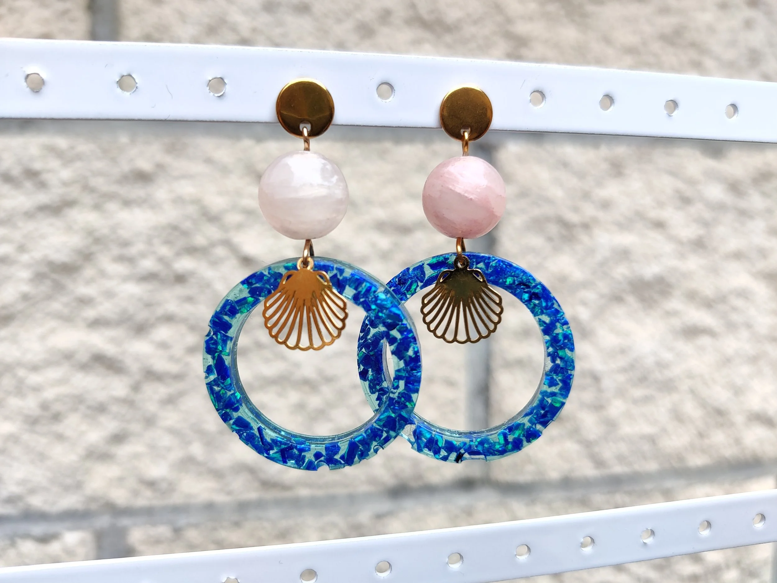 Art Deco–Inspired Blue Opal Hoop Earrings with Shell Detail_3.jpg