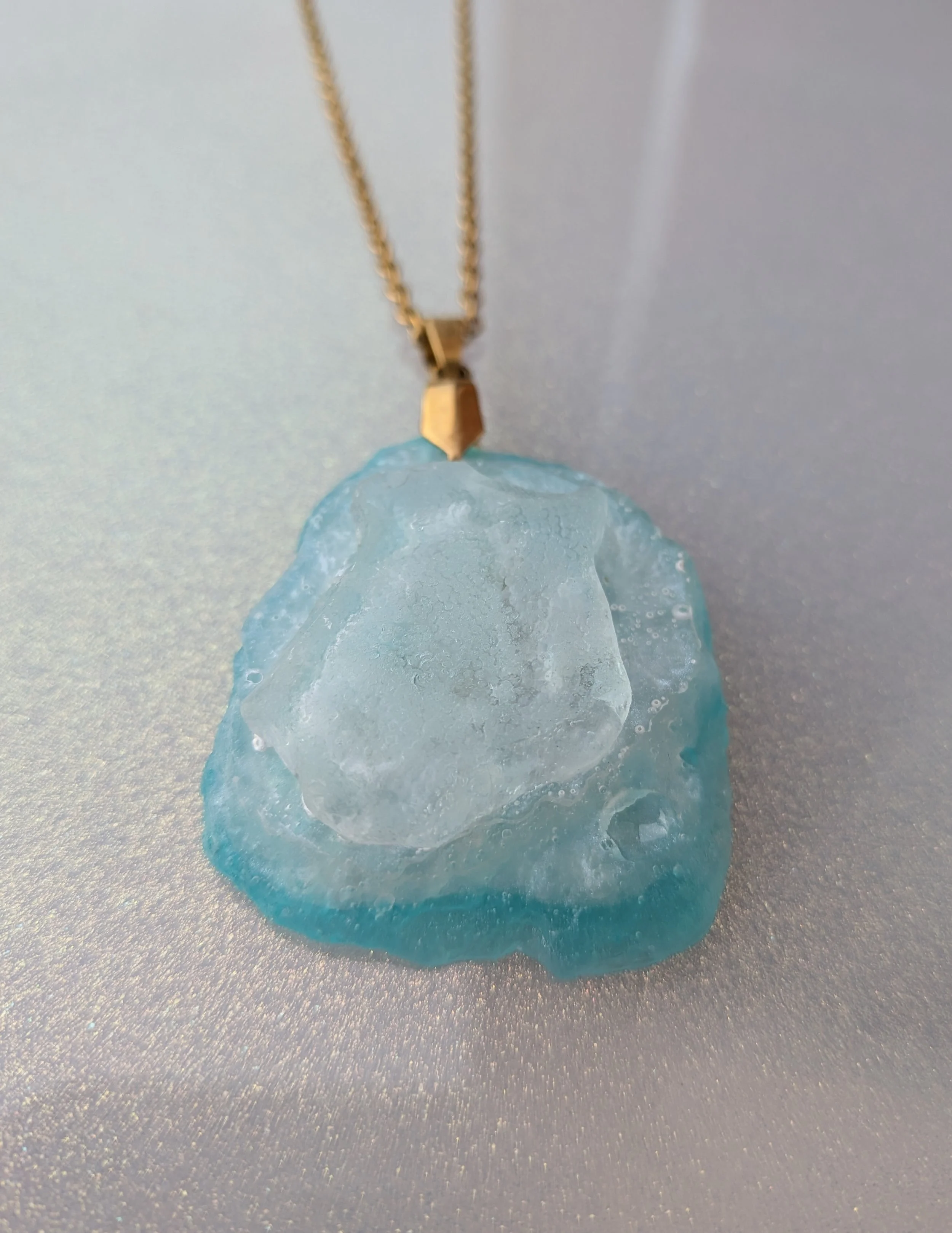 Maritime Resin Rock Pendant Necklace with Sea Glass_back side.jpg