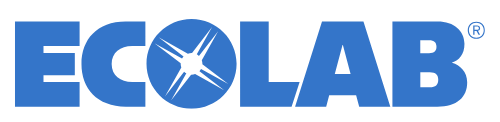 ECOLAB logo in blue text with a globe icon inside the letter 'O'.