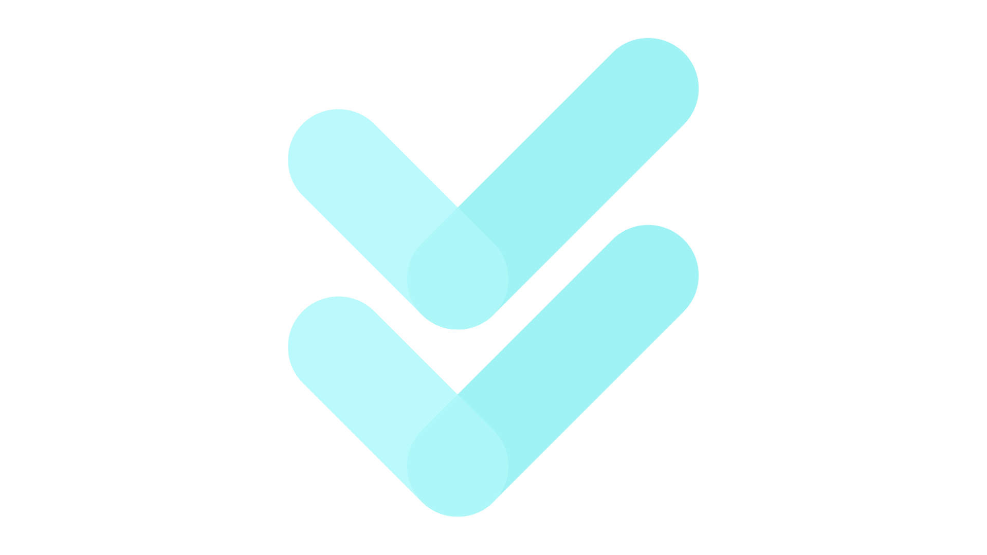 Three light blue checkmarks stacked vertically on a black background.