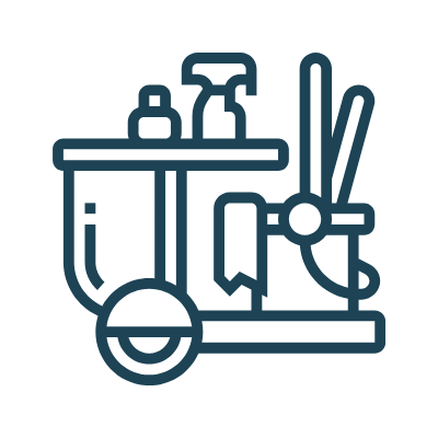 Icon representing hangar floor sweeping and scrubbing service.