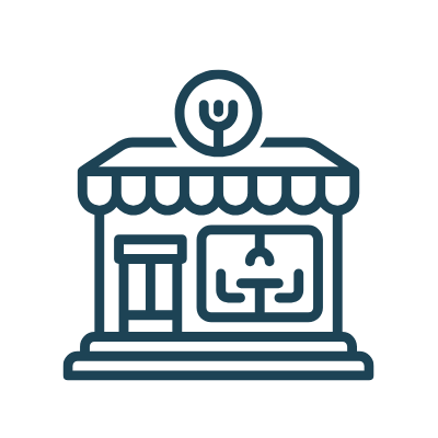 Icon representing cleaning services for retail stores and showrooms.