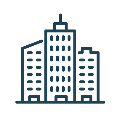 Icon representing cleaning services for offices in unique locations like auto repair facilities or control towers.