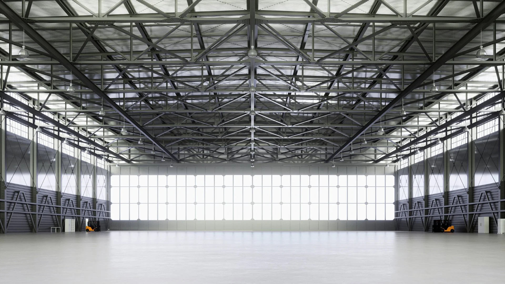 Clean and empty aircraft hangar in Austin after professional cleaning by OrakPro.
