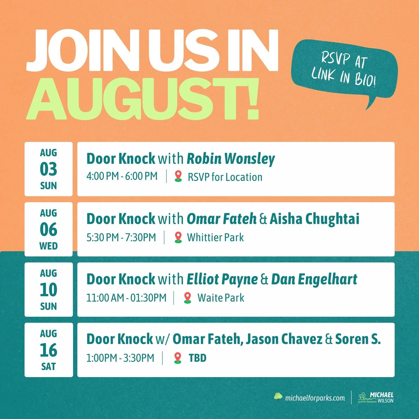 We’re out on the doors all month and would love to have you with us! 🌳
RSVP at link in bio!