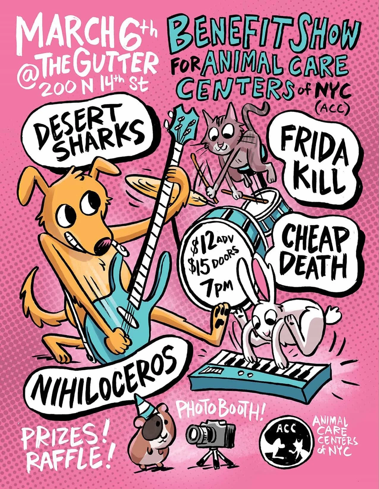You can grab one of these insanely adorable posters by @jim_campbell_art (Adventure Time, Over the Garden Wall) tomorrow night at @gutterbar for our benefit show for @nycacc! Show the animals some love, take a pic in the photo booth, enter to win awe