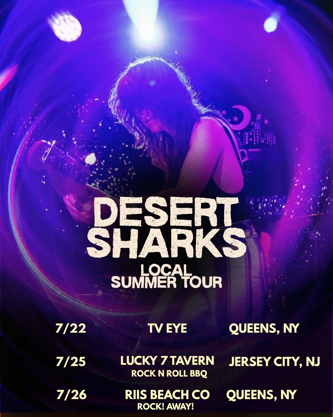 We&rsquo;re hitting the road close to home and all these shows are going to riiiiiiippp! We&rsquo;re talking beach, barbecue, and the best bands around - you don&rsquo;t wanna miss! 
☀️Weds 7/22 - @tveyenyc - @joudy.joudy.joudy album release w/ @dawg