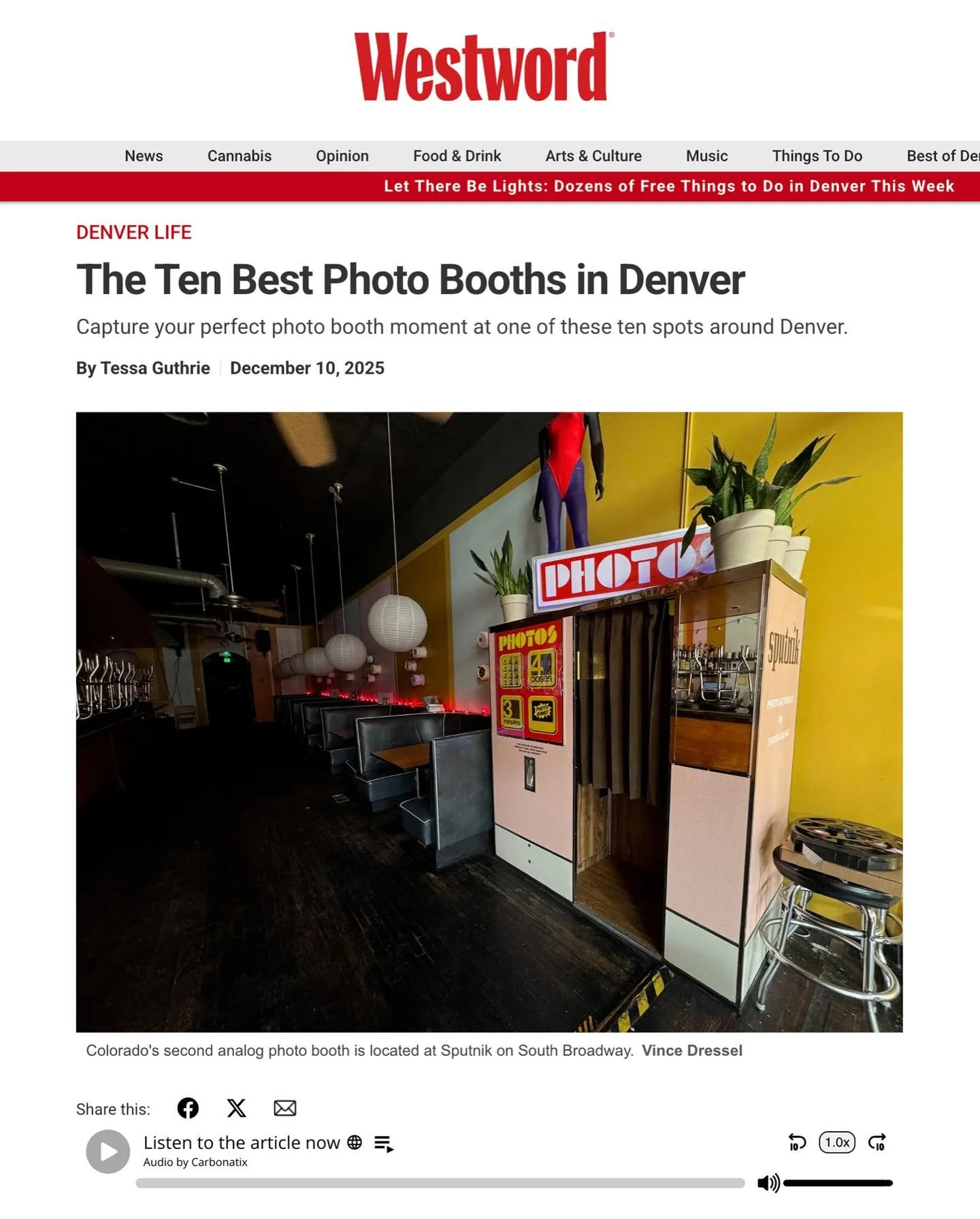 Among other classy options, 10 photobooths built or restored by Photo Bang shape the top ten list in the Denver area. These photobooths are made better by the places and people that house them. 

Thank you to writer @tessa.guthrie and @denverwestword