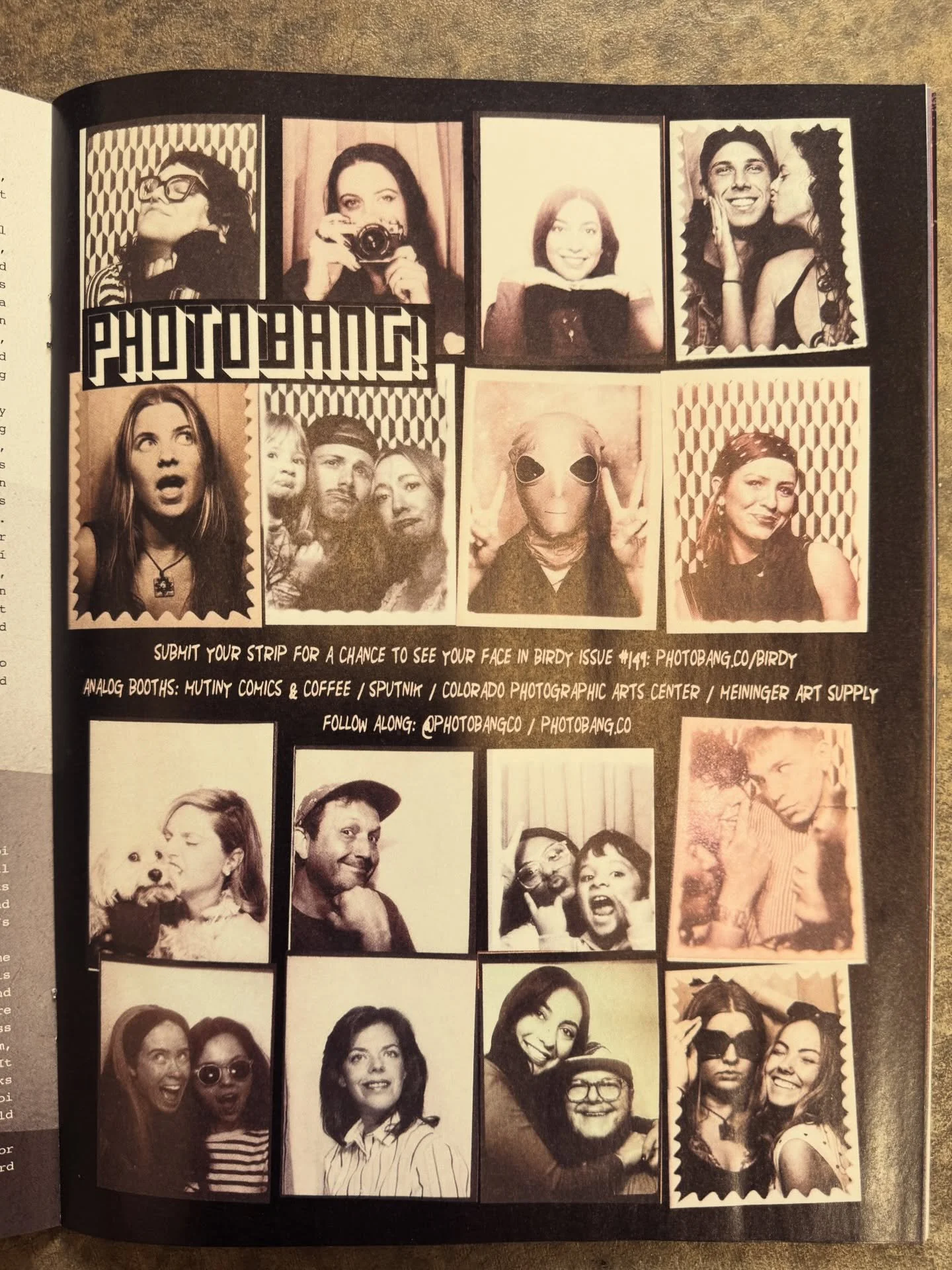 YOUR FACES IN BIRDY: Big thanks to @birdy.magazine for another issue celebrating YOU! It is now easier to submit your photos anytime, or right from the analog photobooths. Scan the QR code on the poster or go to photobang.co/birdy to get your faces i