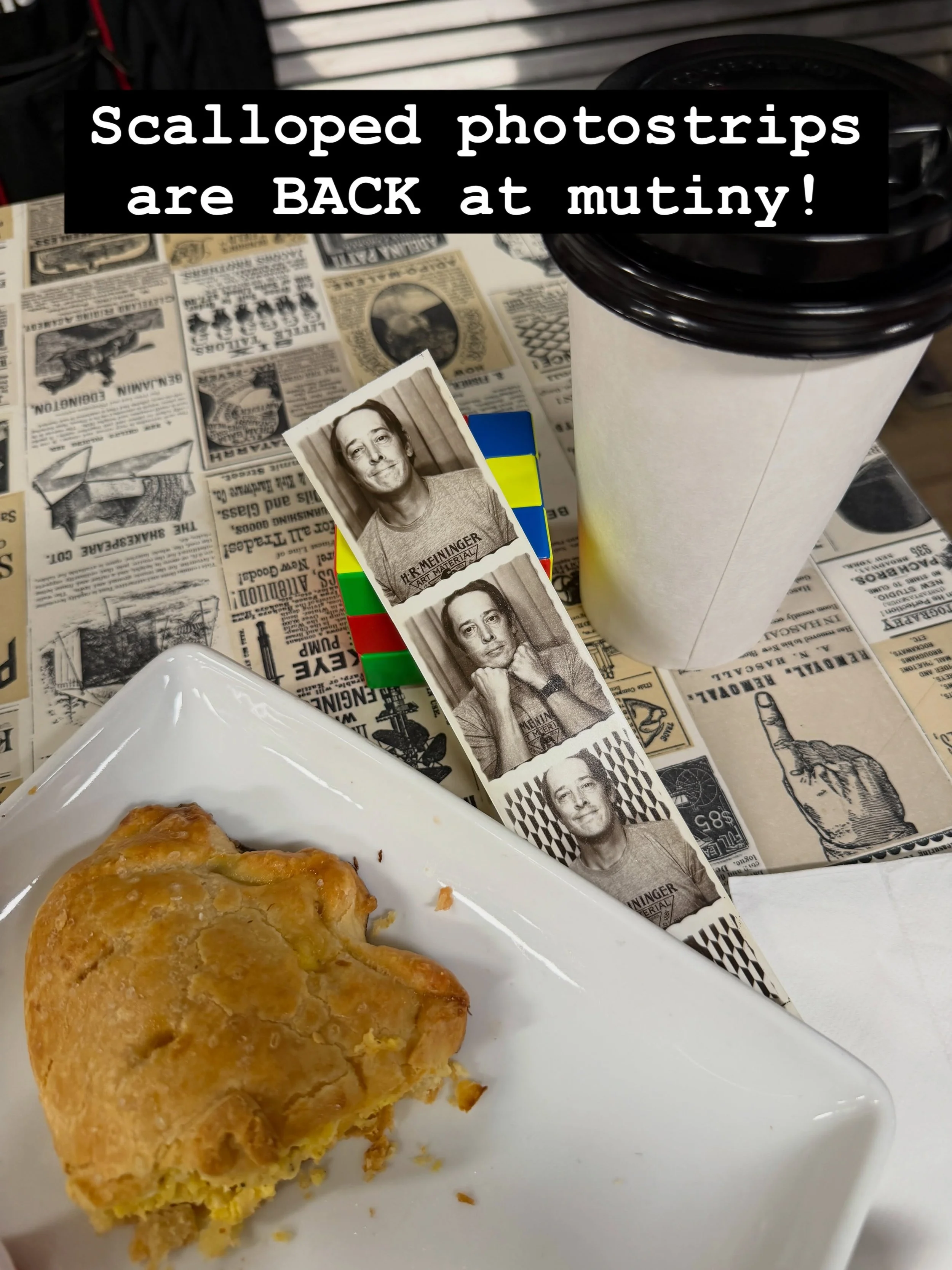 Just like the pics in Gramma&rsquo;s scrapbook, now you can make new memories that look old at @mutinycomicsandcoffee 

#photobooth #analog #analogphotobooth #mutinyphotobooth #englewood
