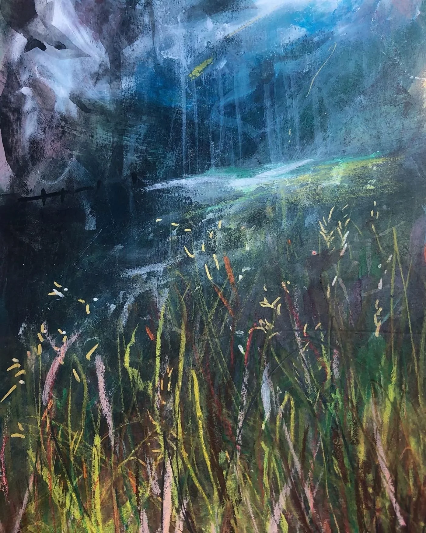 She feels the Earth spin. An original painting by artist Catherine Burbridge