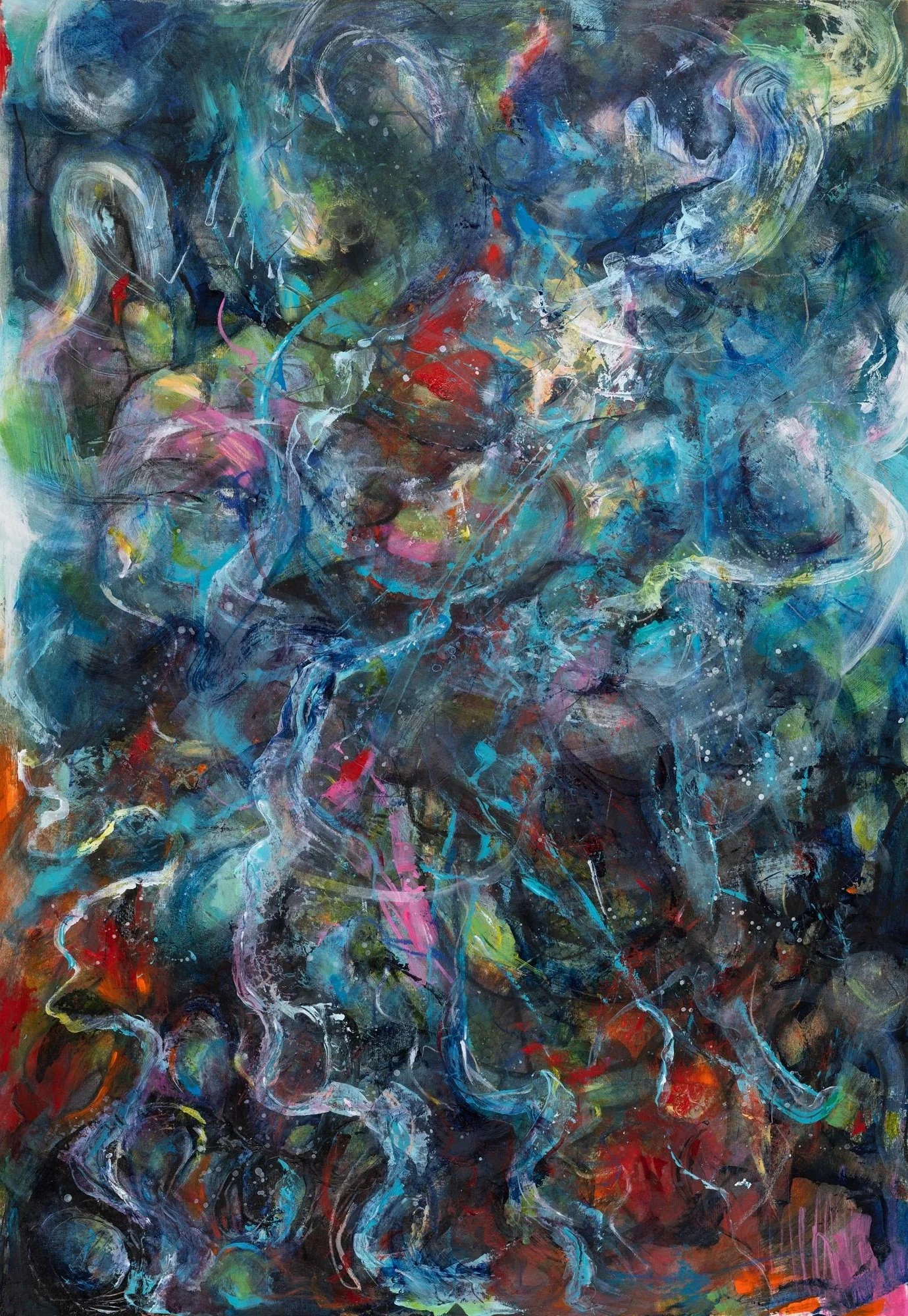 Swimming in a sea of widowhood
Acrylic and mixed media on paper
Available as a limited edition print