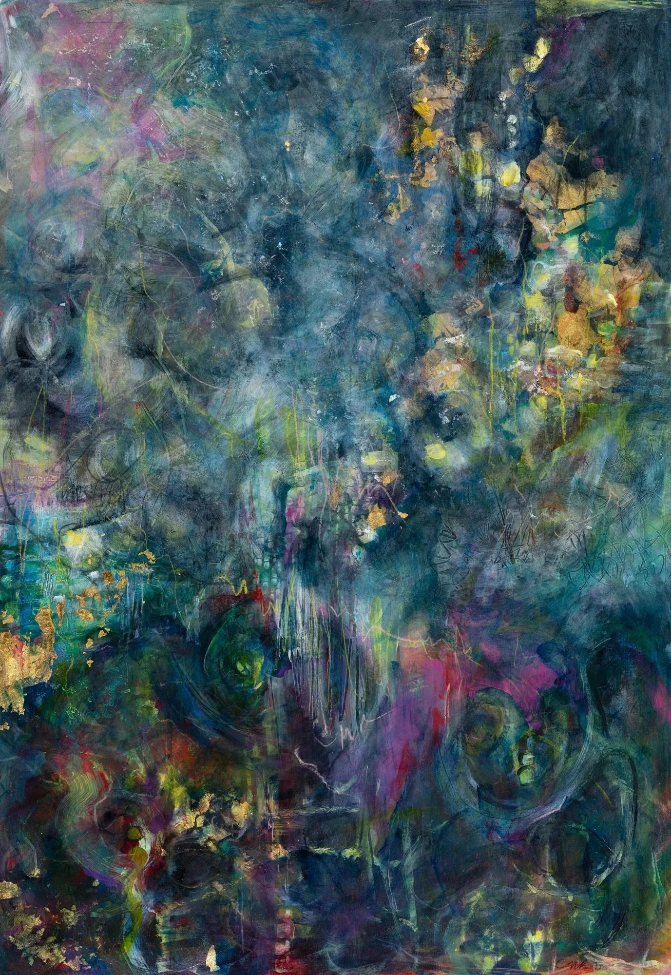 Glimmers of Hope
Acrylic, mixed media and metal leaf
Original not for sale 
Limited edition print is available