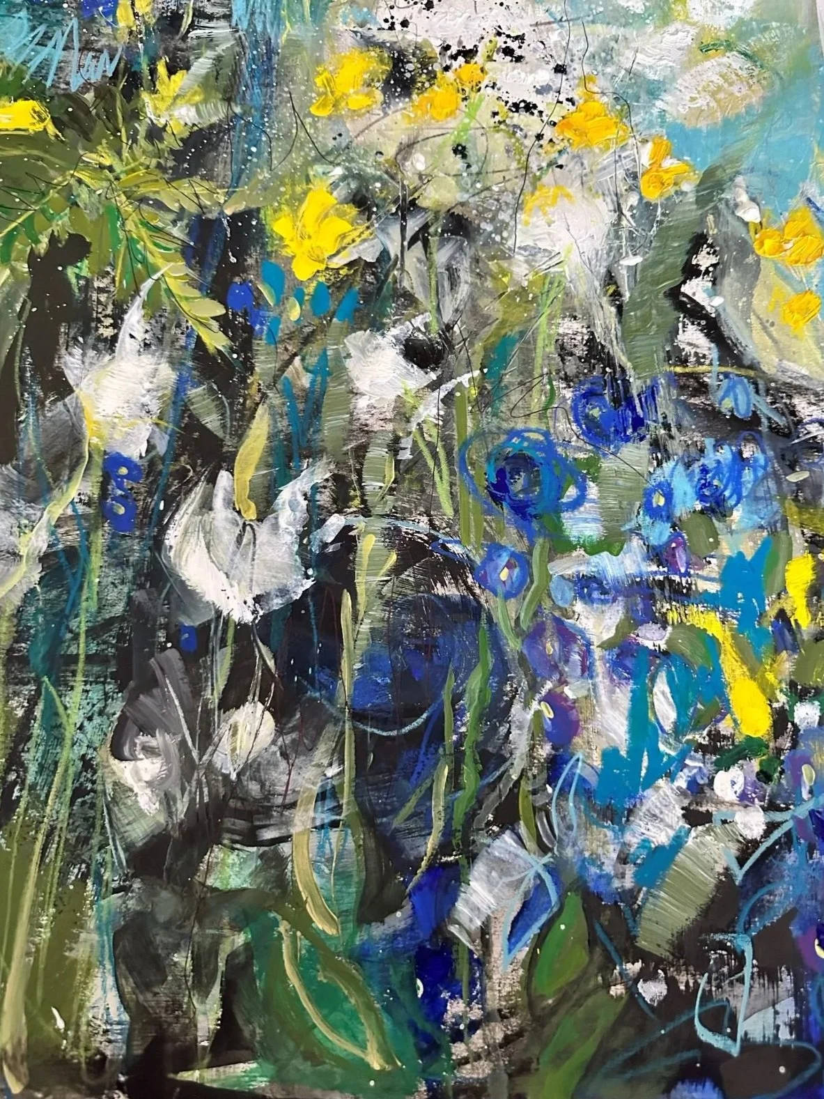 The flowers lead the way. An original painting by artist Catherine Burbridge