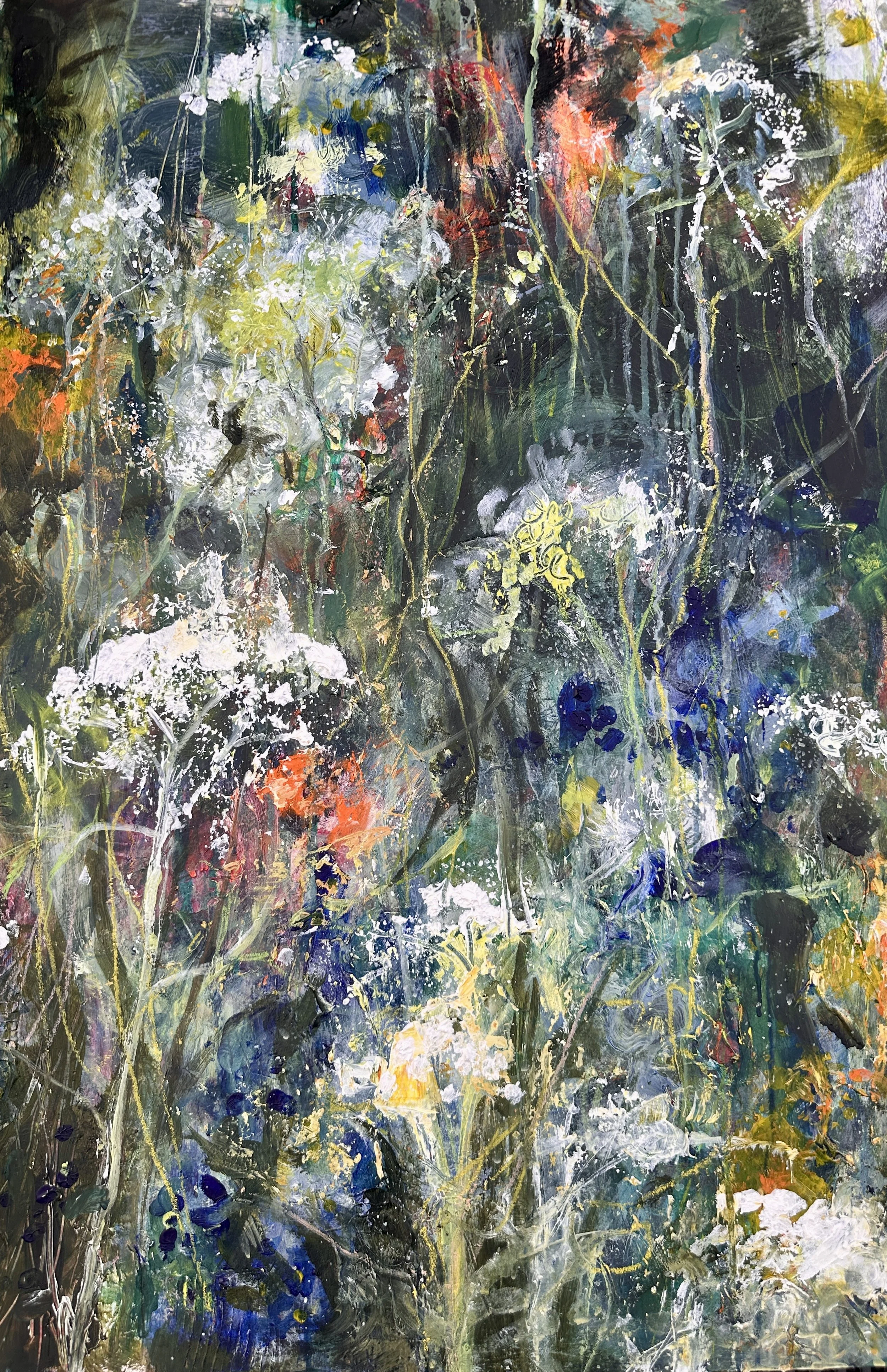 There she stood caught in time, an original acrylic and mixed media painting on paper