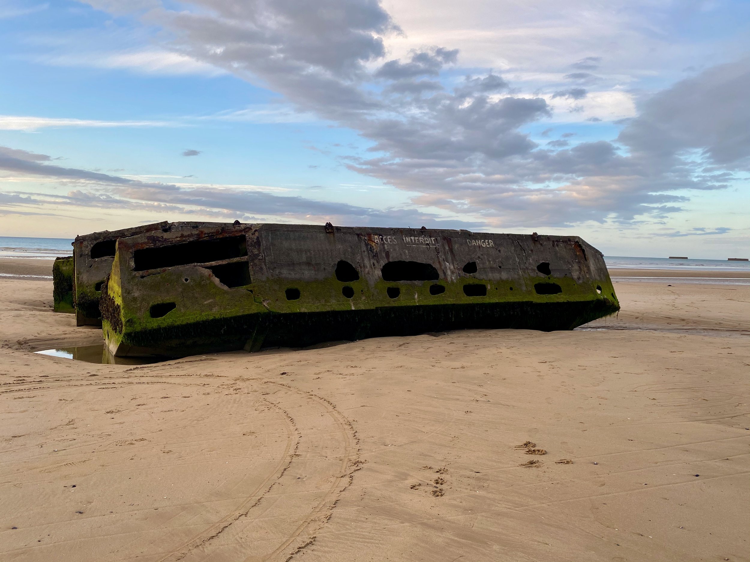 Remnants of Mulberry Harbour in Arromanches-les-Bains
