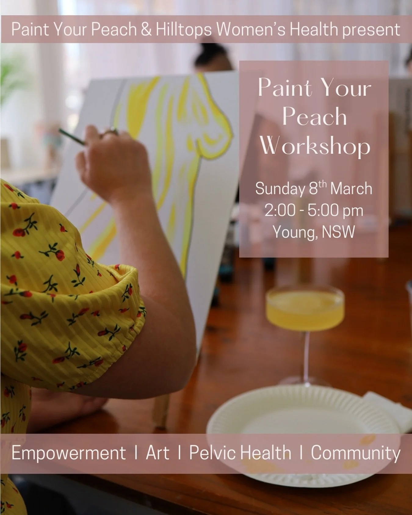 AN EXPERIENCE THAT EMPOWERS AND DELIGHTS 🍑

I am absolutely delighted to welcome the incredible Sab from @paintyourpeach to Young for a special blend of Paint Your Peach and pelvic education.

Join us for an afternoon of creativity, pelvic health an
