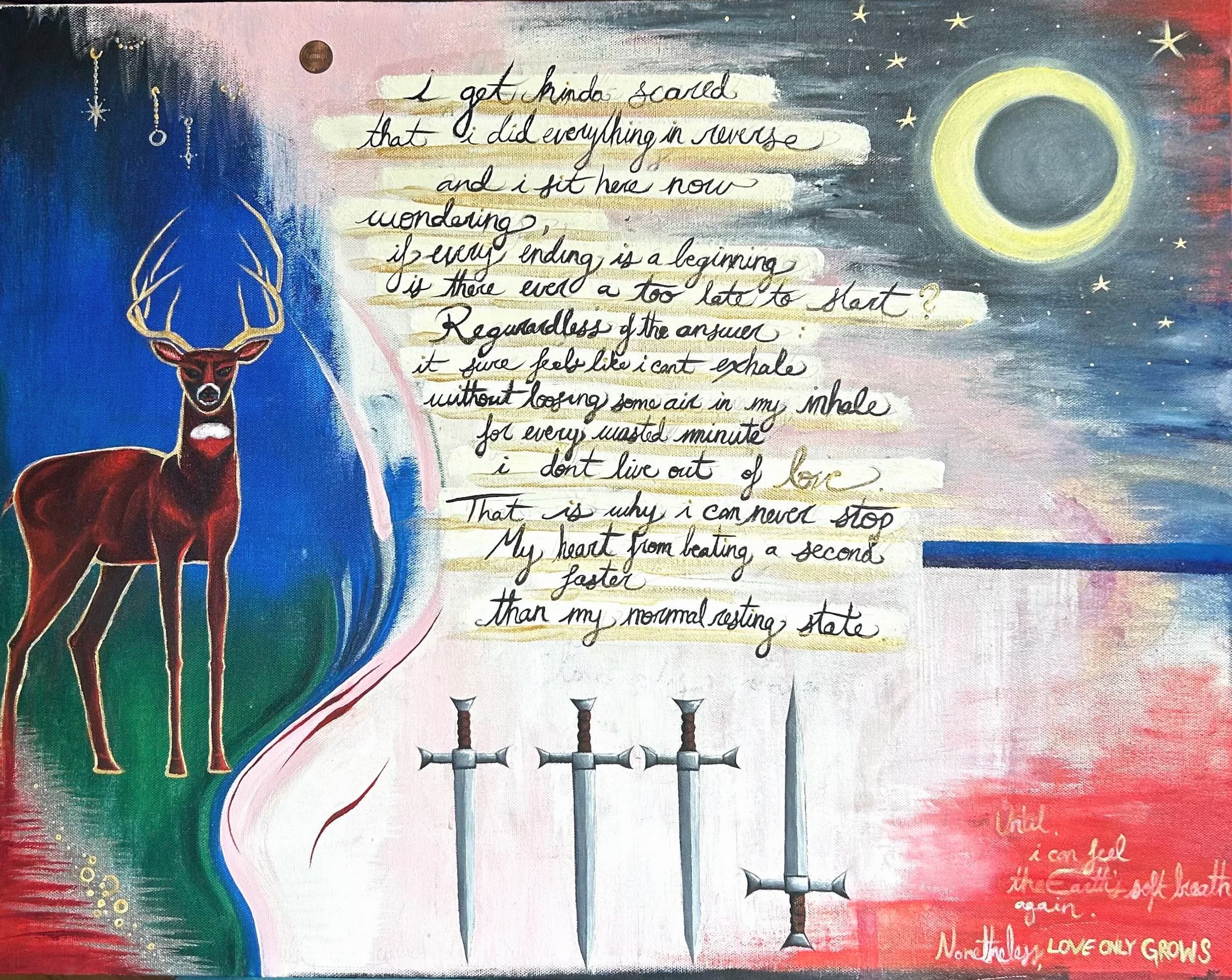 Love Only Grows (2023)
Oil on Canvas + a penny
22x28 in. 