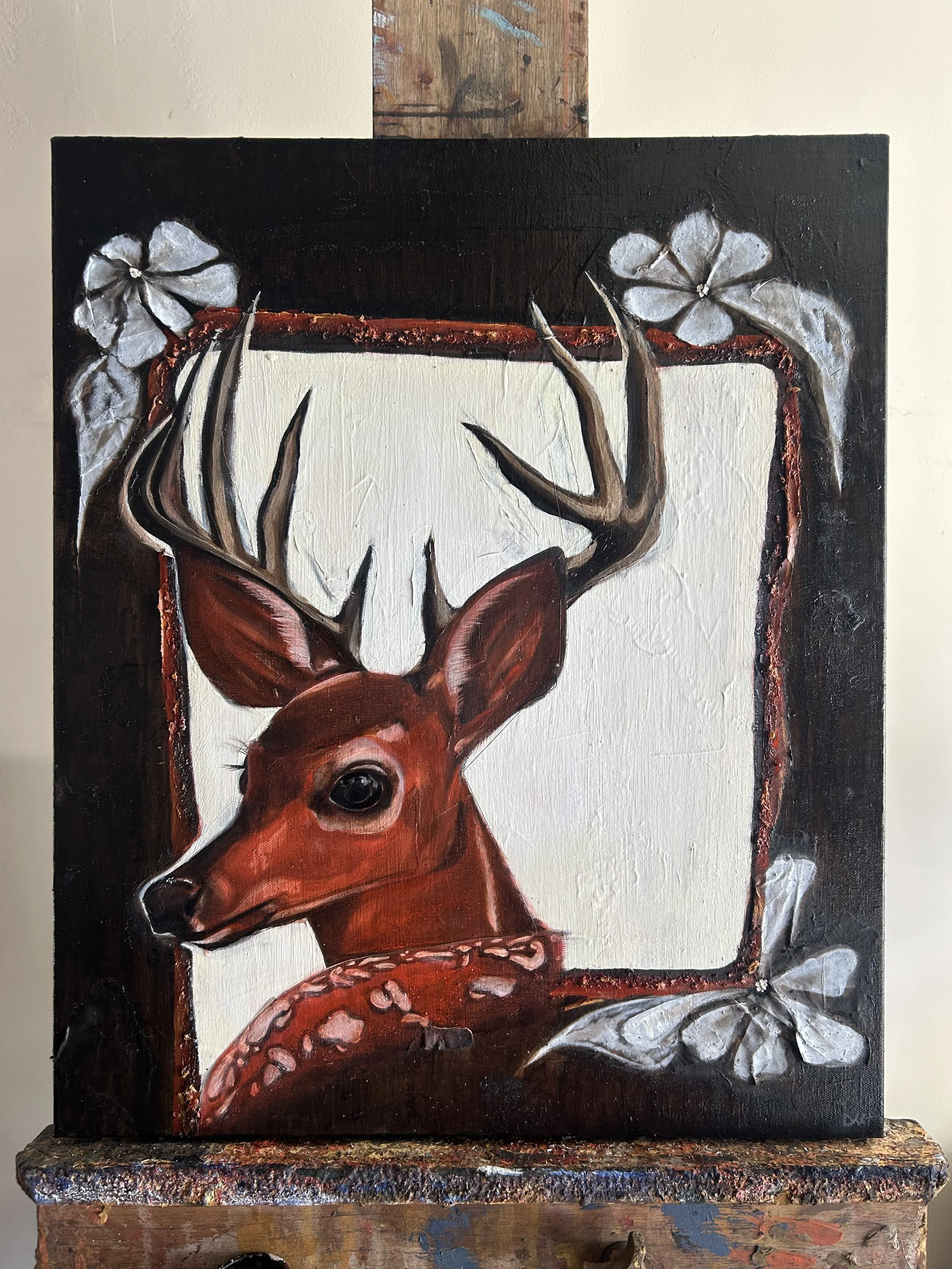 Decision (2025)
Oil, Acrylic, Gel Medium and Paper Bags on Canvas
24”x 20”